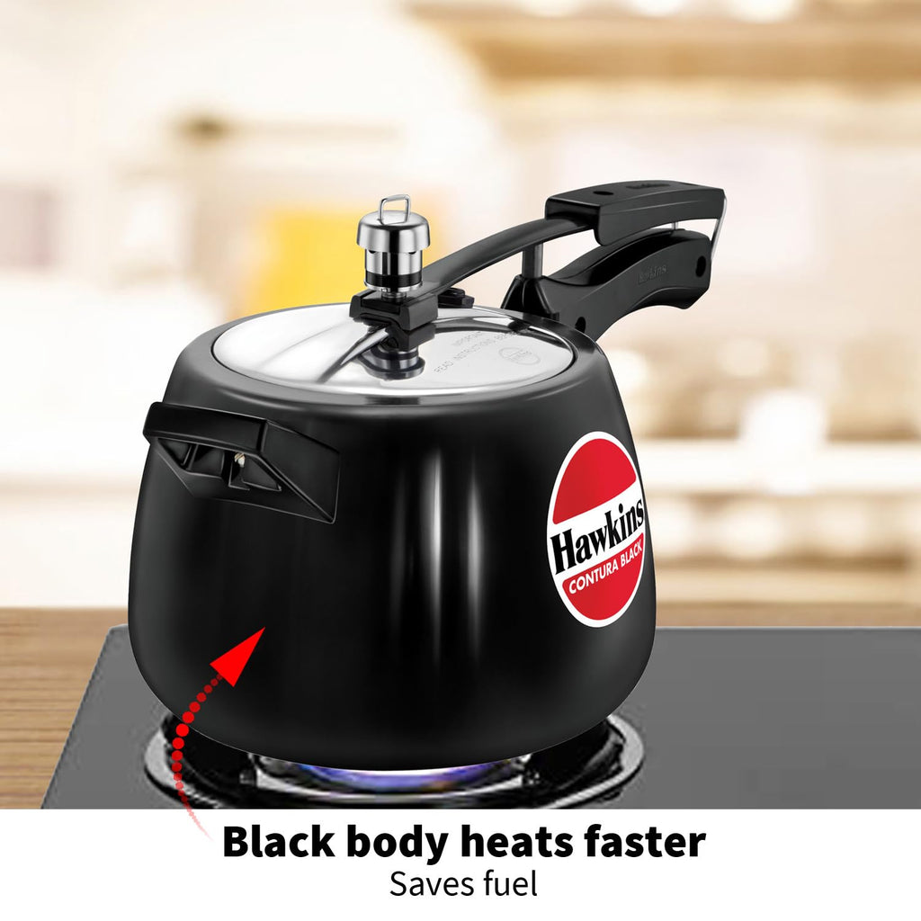Hawkins Contura 4 Litre Hard Anodised Pressure Cooker – Black (CB40)