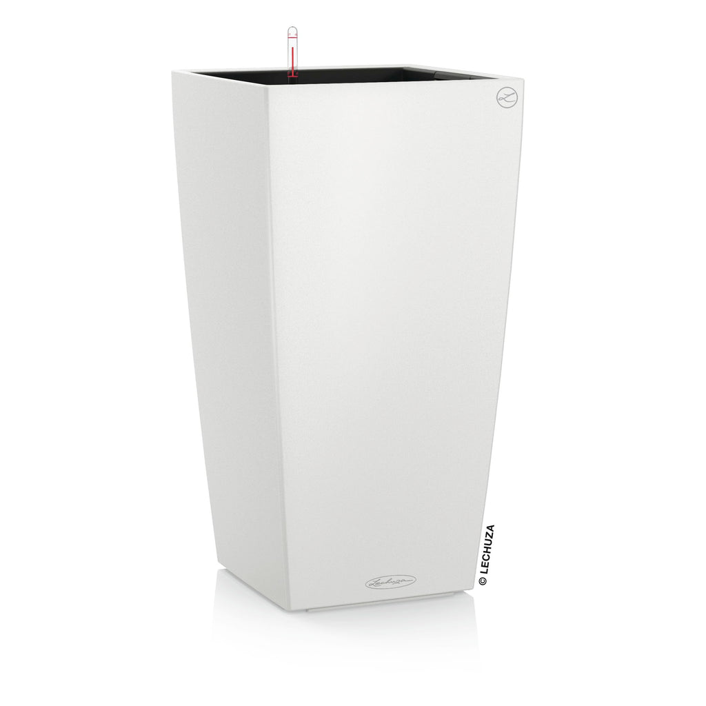 Lechuza CUBICO Color 22 Self-Watering Planter | White Plastic Pot