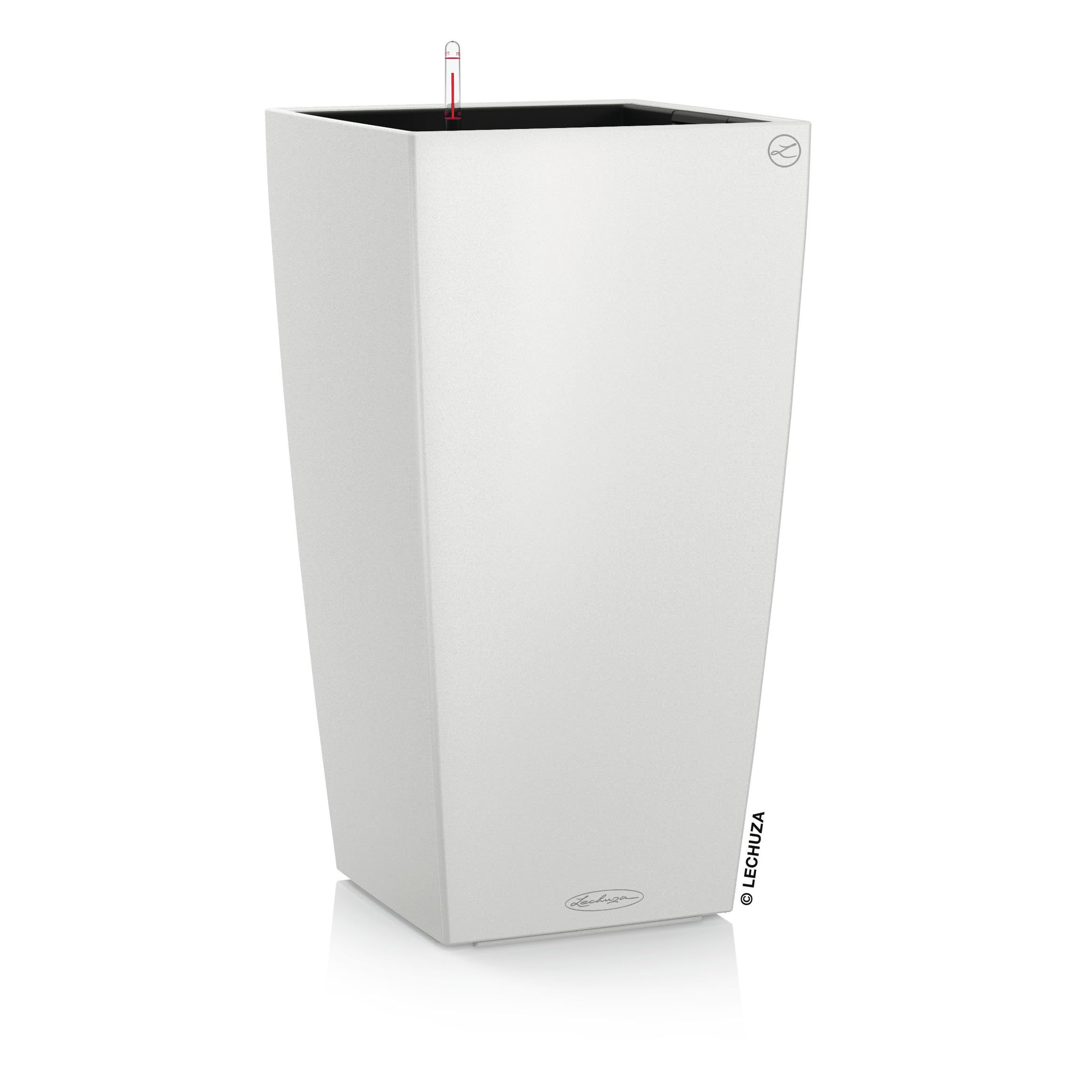 Lechuza CUBICO Color 22 Self-Watering Planter | White Plastic Pot
