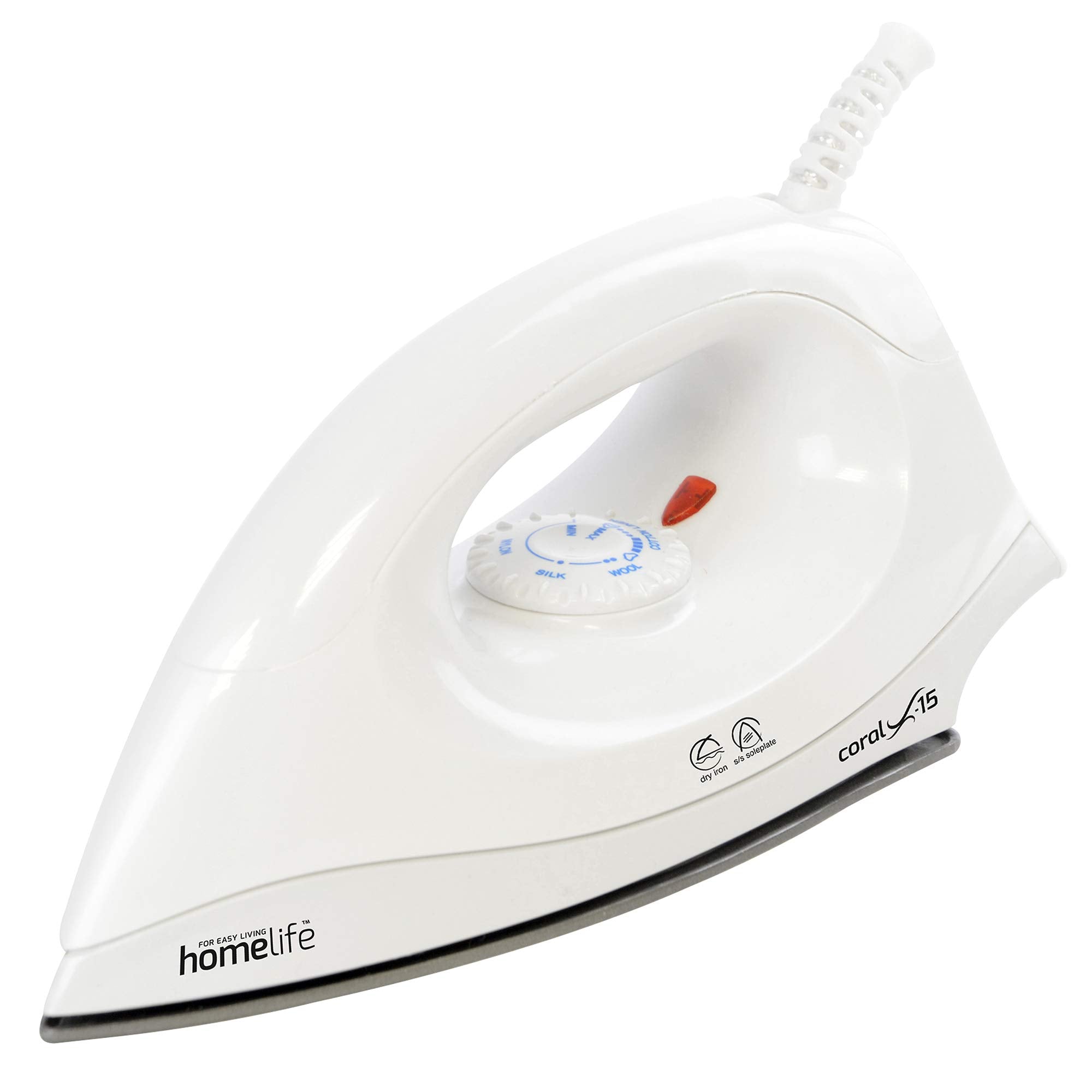 Homelife Coral X-15 Dry Iron | 1200W Non-Stick Soleplate - White