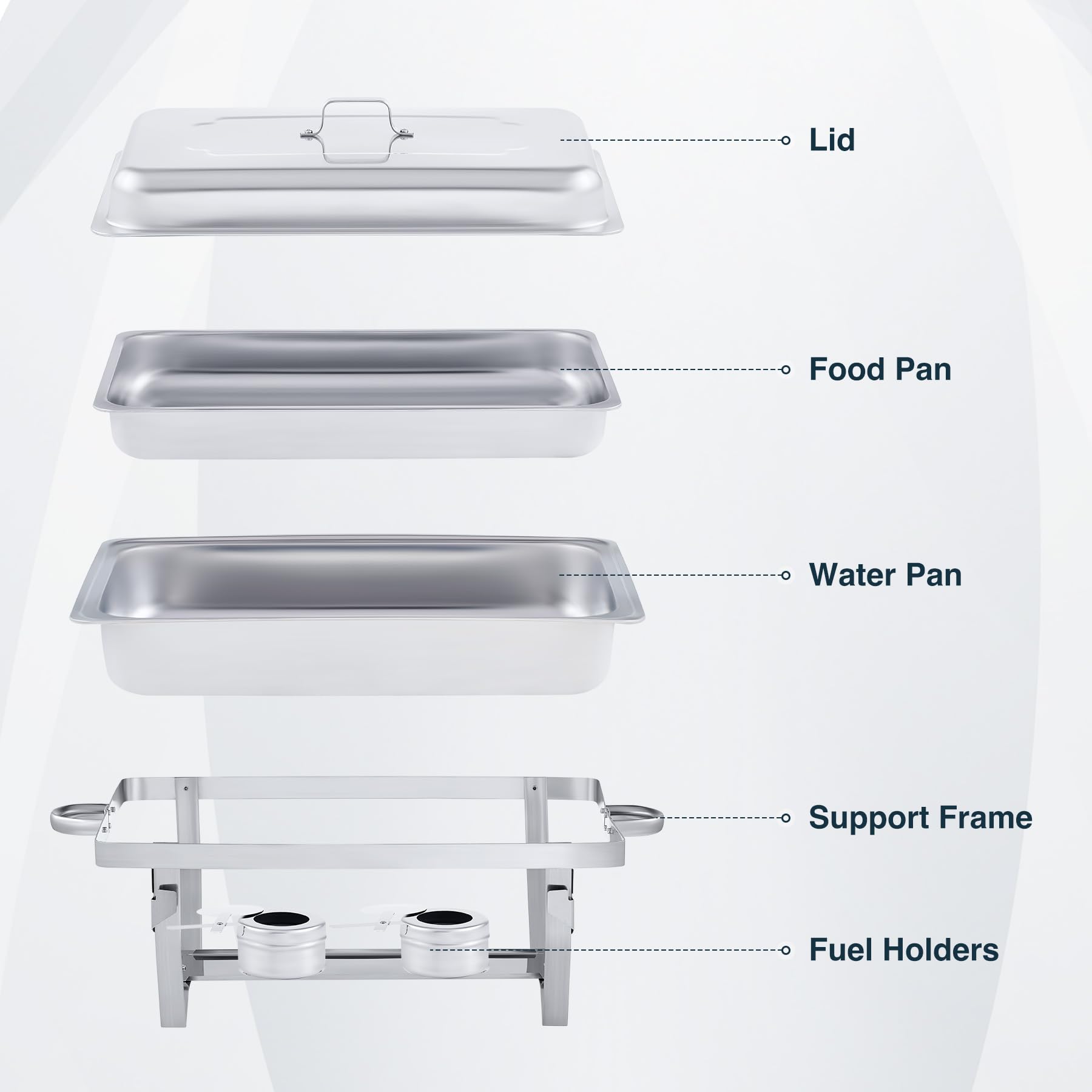 WILPREP Chafing Dish Buffet Set - 2 Pack 9L Stainless Steel Food Warmers