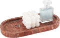 WORHE Natural Marble Vanity Tray | Luxury Oval Stone Countertop Organizer