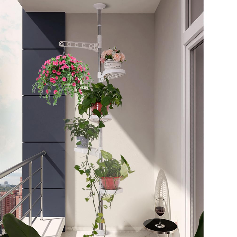 Hershii 5-Layer Tension Rod Plant Stand | Adjustable Floor to Ceiling Rack