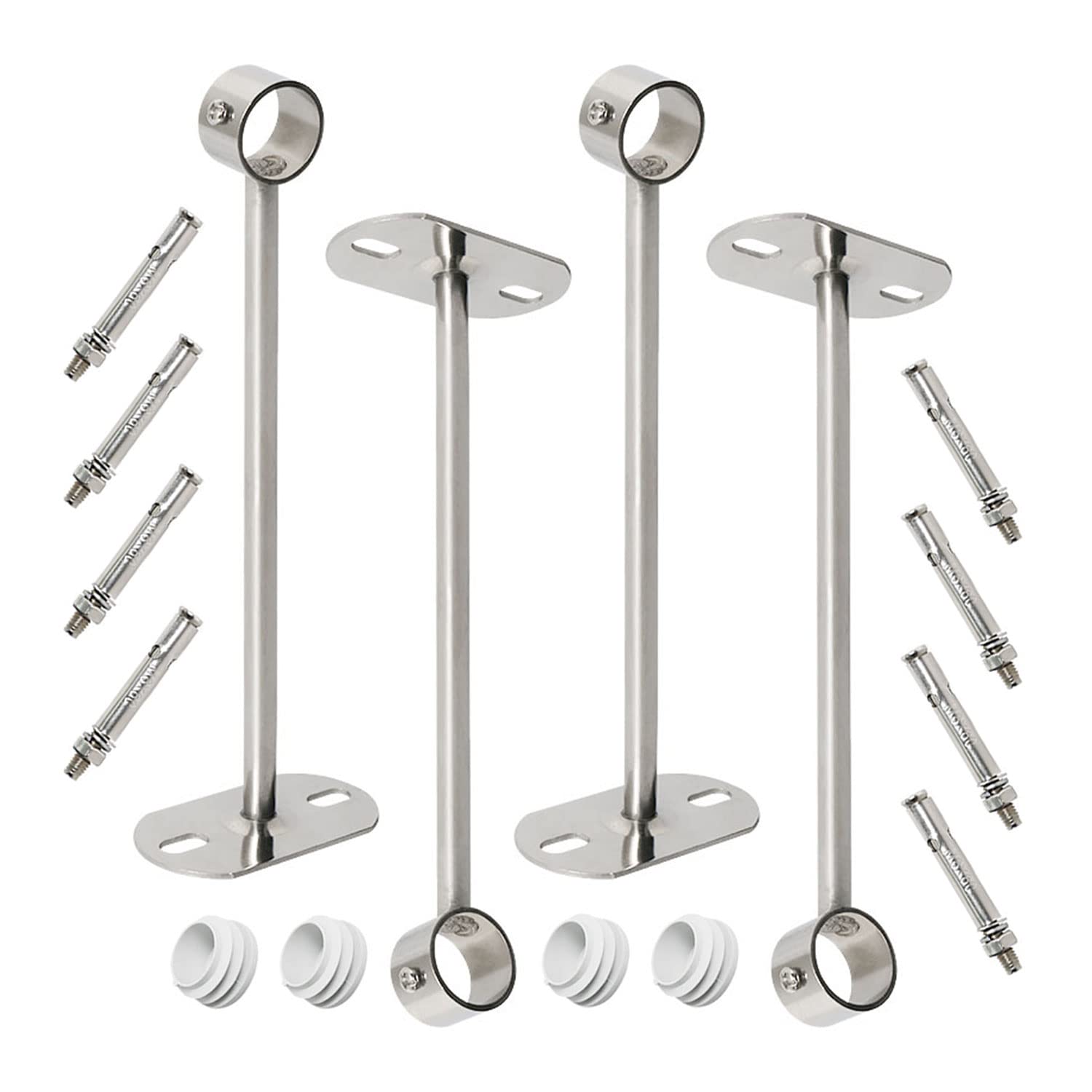 Ohamtes 4Pcs Stainless Steel Closet Rod Support Brackets - 1 Inch x 250mm