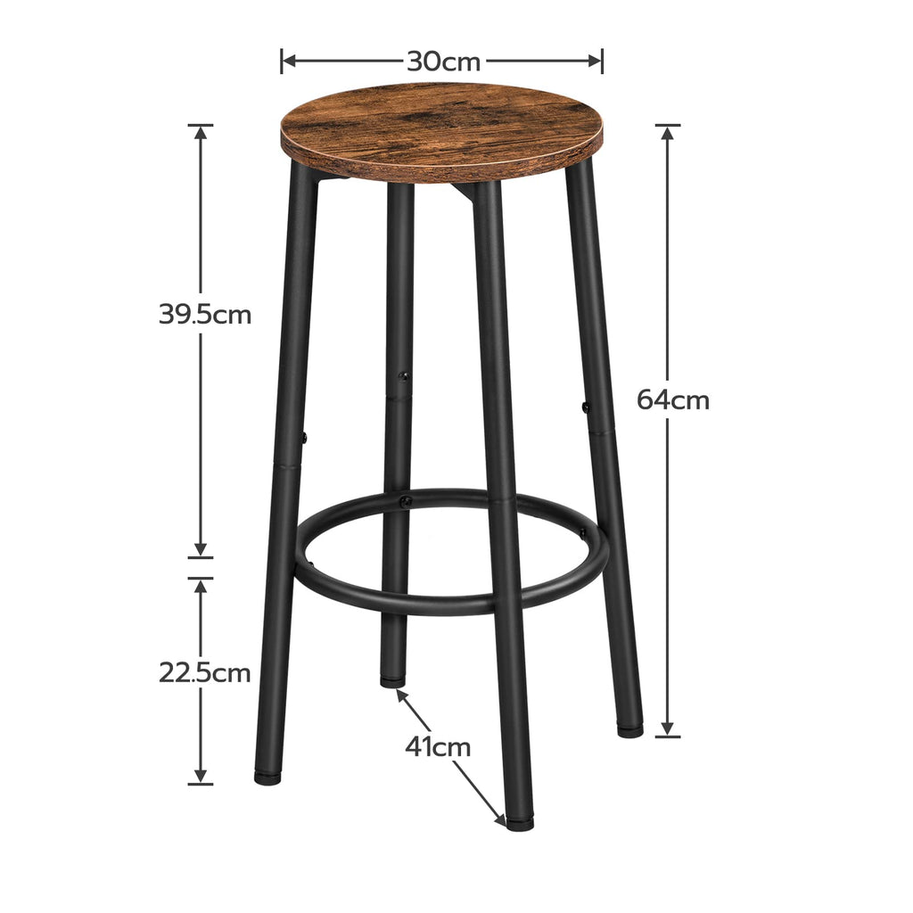 HOOBRO Industrial Bar Stools Set of 2 – Round Rustic Brown Pub Chairs