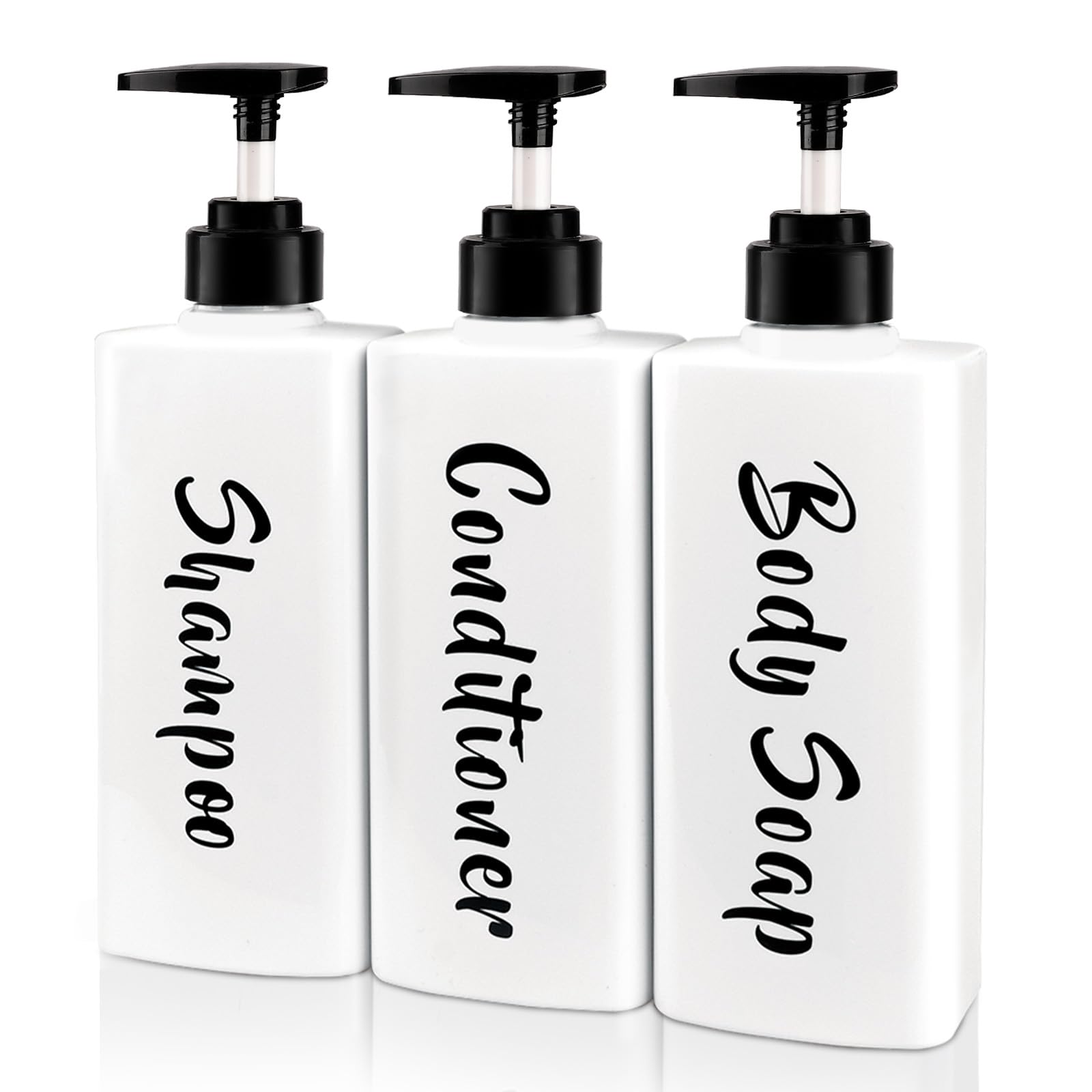 ILIKEPOW 3pcs Shampoo and Conditioner Dispenser | 500ml Refillable Bottles