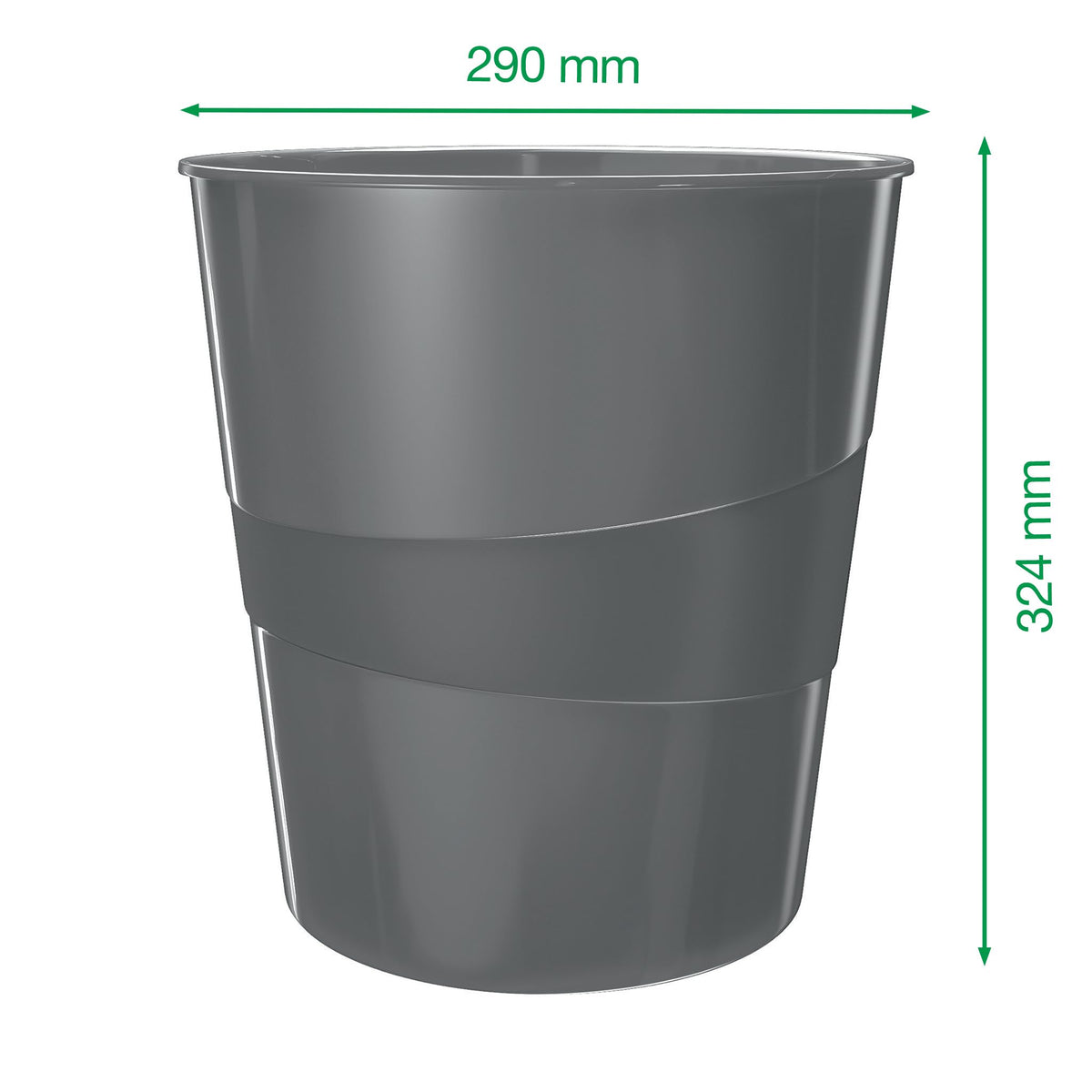 Leitz WOW 52781095 Waste Paper Bin, 15 Litres, Plastic, Black, Pack of 6 - image 4