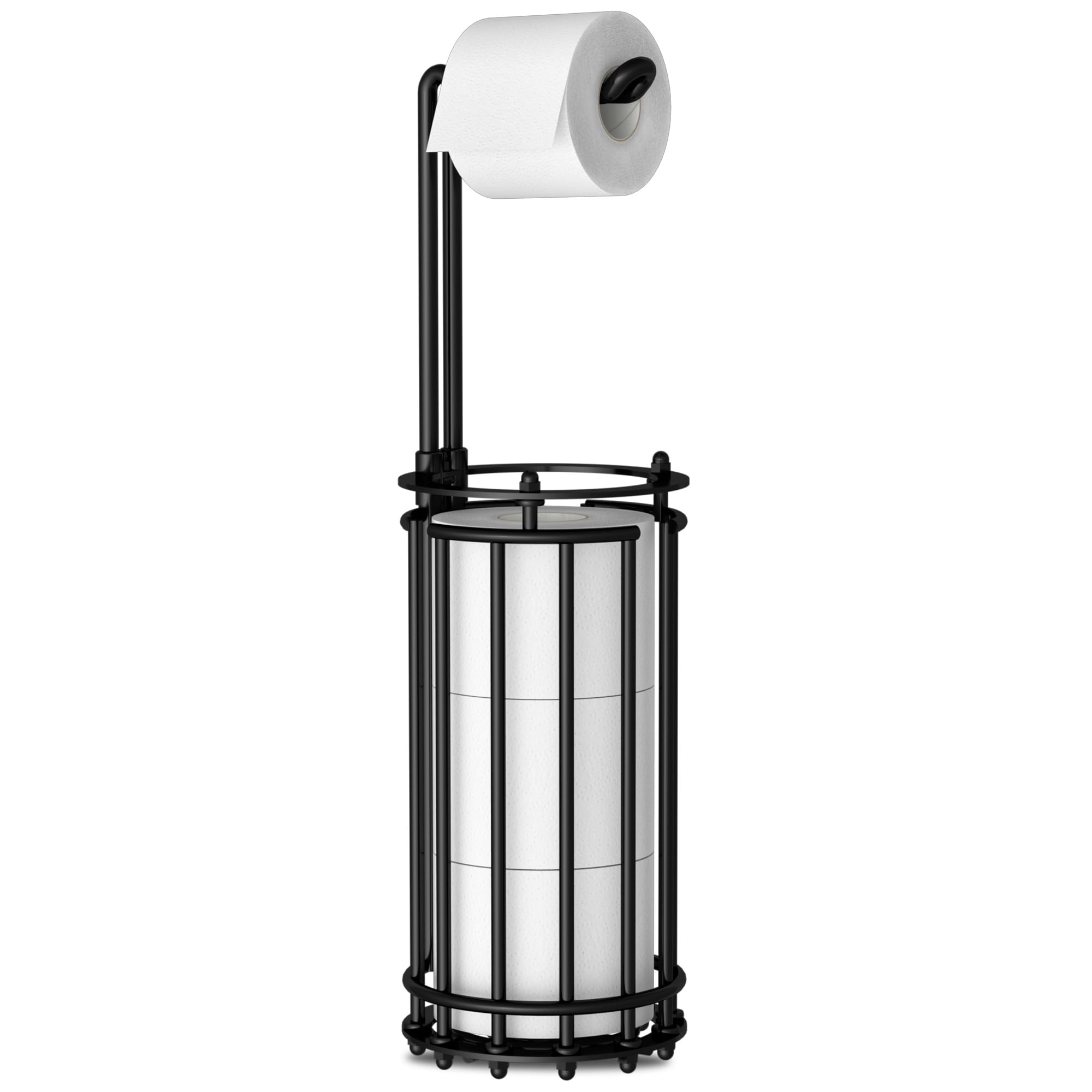 AFAjwsc Black Free Standing Toilet Roll Holder - 4 Roll Storage Stand