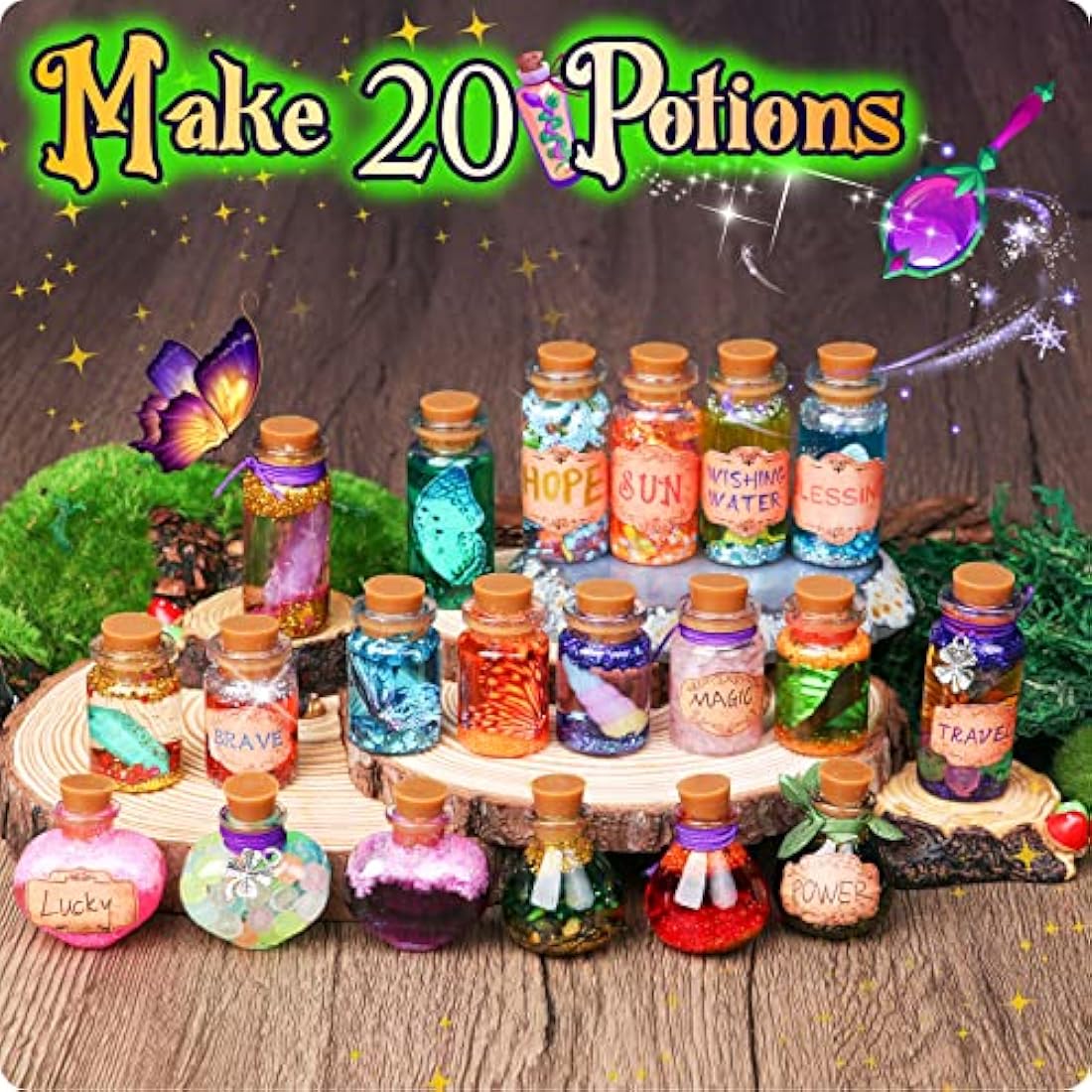 Jolof Store DIY Fairy Potions Craft Kit - 20 Magical Wizard Bottles