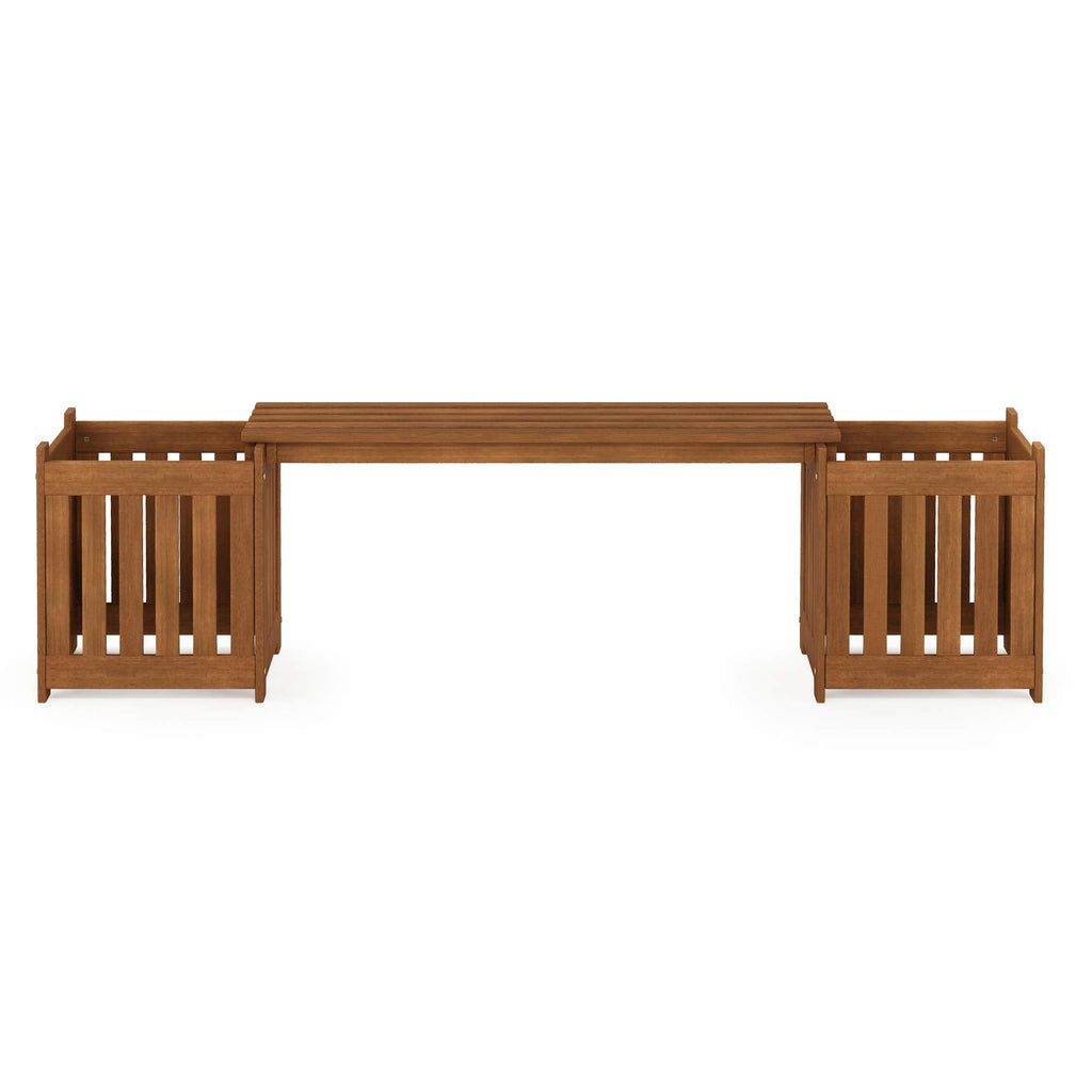 Furinno Outdoor Planter Box with Seater – Meranti Wood Garden Bench