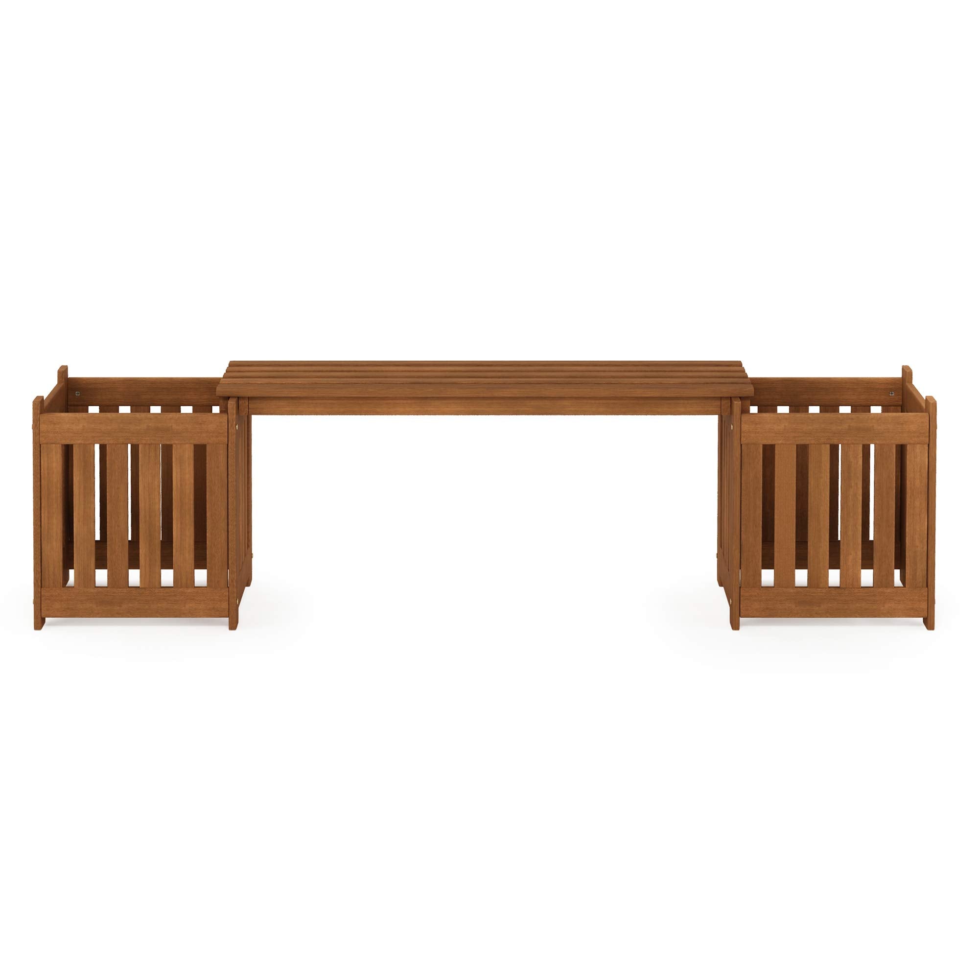 Furinno Outdoor Planter Box with Seater – Meranti Wood Garden Bench