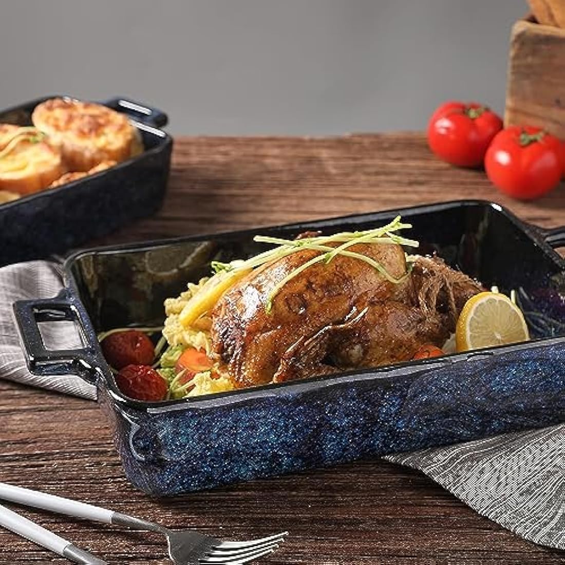 VICRAYS Ceramic Bakeware Set – 3 Piece Porcelain Lasagna Pans, Blue