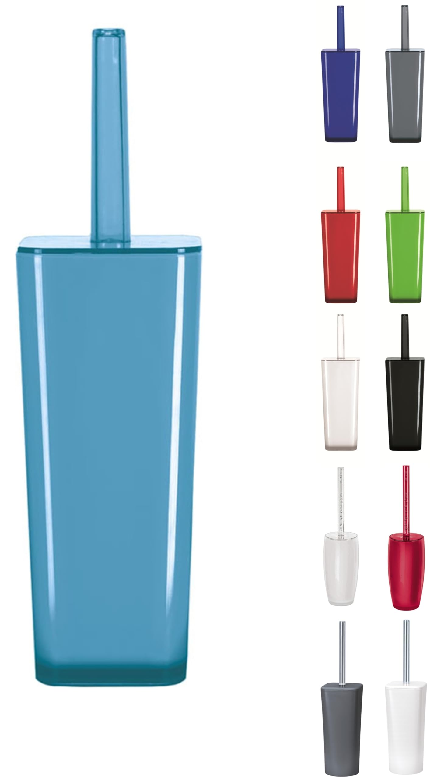 KW Enclosed Plastic Toilet Brush and Holder – Turquoise Modern Design
