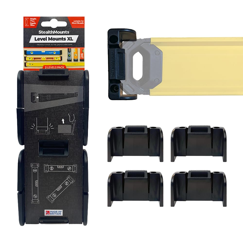 StealthMounts Universal Level Holder XL – 2 Pack Black Wall Mounts