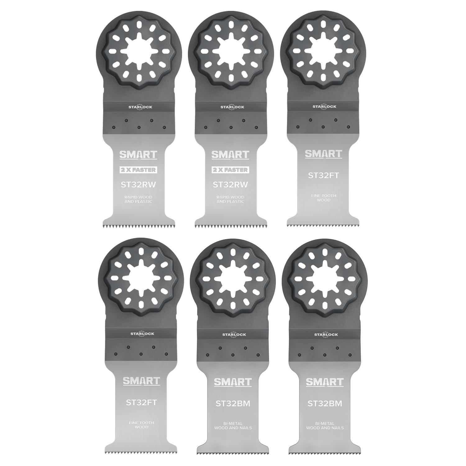 SMART Starlock 6-Piece Multi Tool Blade Set for Wood and Bi-Metal