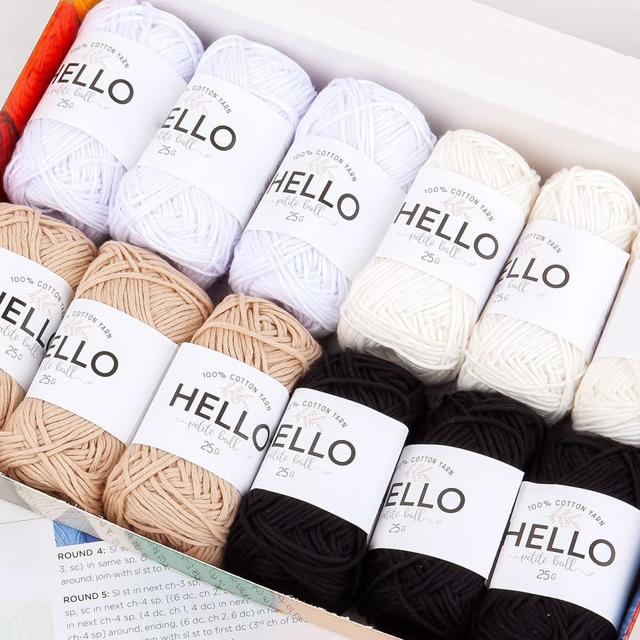 Jolof Store Hello 100% Cotton Yarn Pack – 12 Balls for Amigurumi