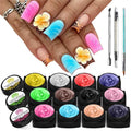 EBANKU 12 Color 3D Sculpture Carved Nail Gel Set with Art Tools Kit