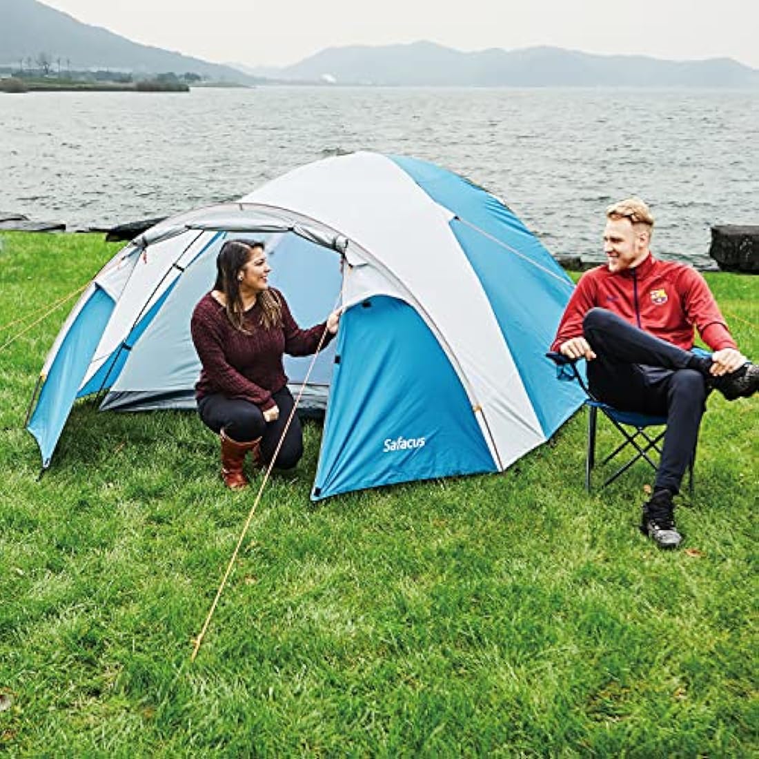 SAFACUS 4-Person Dome Camping Tent | Waterproof Double Layer Family Tent