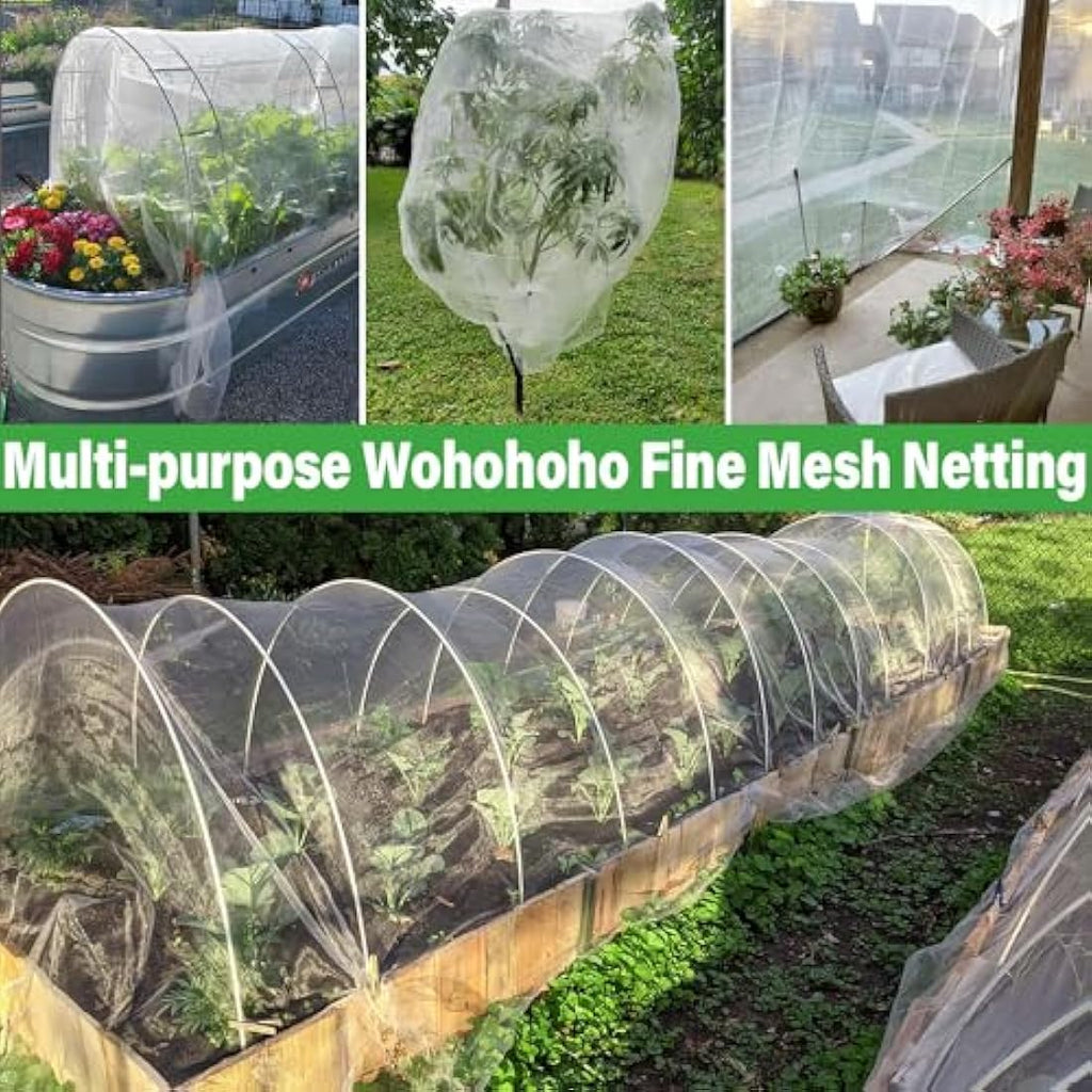 Wohohoho Garden Insect Mesh Netting – 10ft x 64ft Ultra Fine Pest Barrier