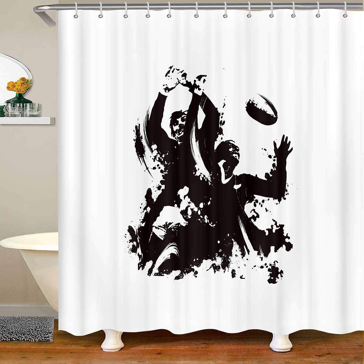 Rugby Player Shower Curtain | 3D Sports Polyester Bath Decor