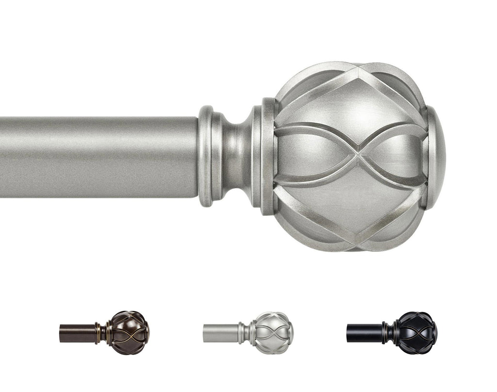 KAMANINA Antique Silver Adjustable Curtain Pole | 80-365cm Netted Rod