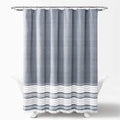 Lush Decor Nantucket Striped Cotton Shower Curtain with Tassels, Navy