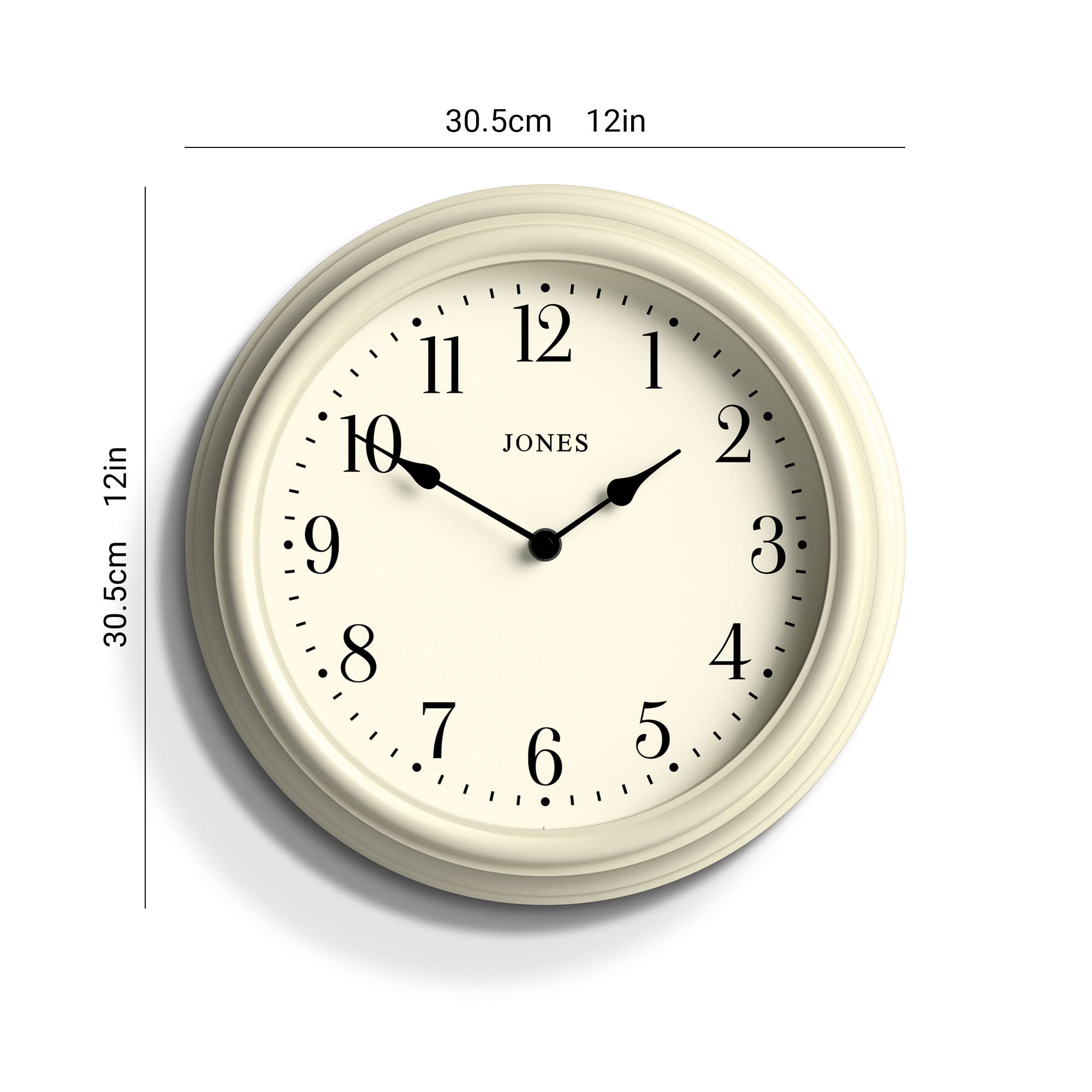 Jones Clocks Venetian Wall Clock – 30cm Classic Round White Design
