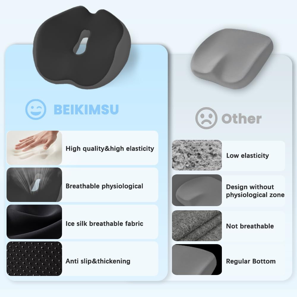 BEIKIMSU Memory Foam Seat Cushions with Ergonomic Design for Tailbone Pain - image 5
