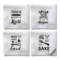 WADORN Funny Kitchen Hand Towels | 4-Pack Microfiber Dishcloths, 24x16"