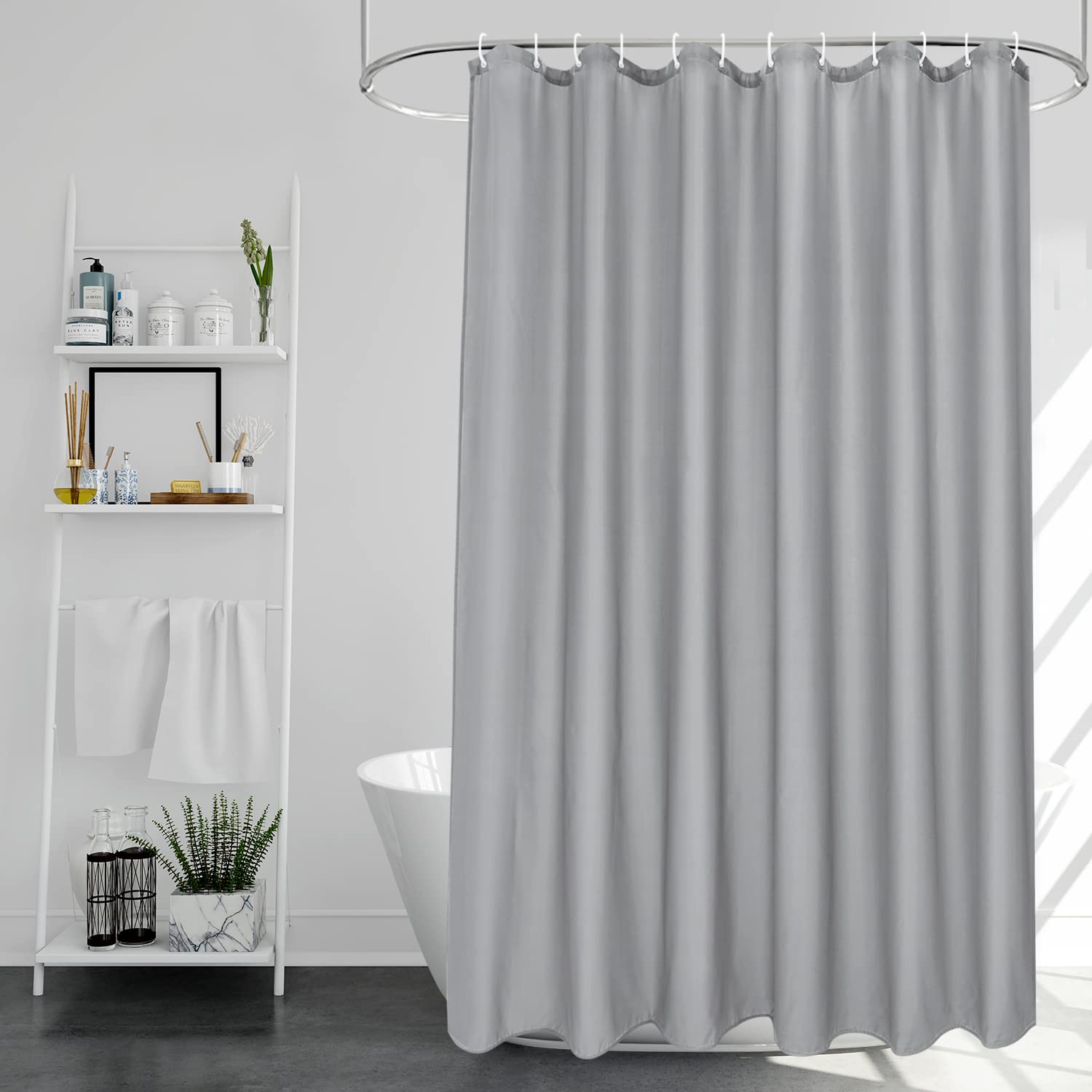 EurCross Grey Shower Curtain | 180x180cm Mould Resistant Polyester Fabric