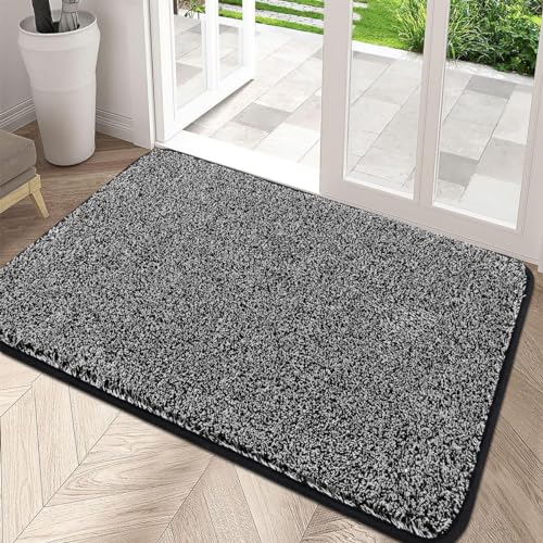 Pauwer Indoor Doormat – Non-Slip Absorbent Dirt Trapper Rug, Black, 80x120cm