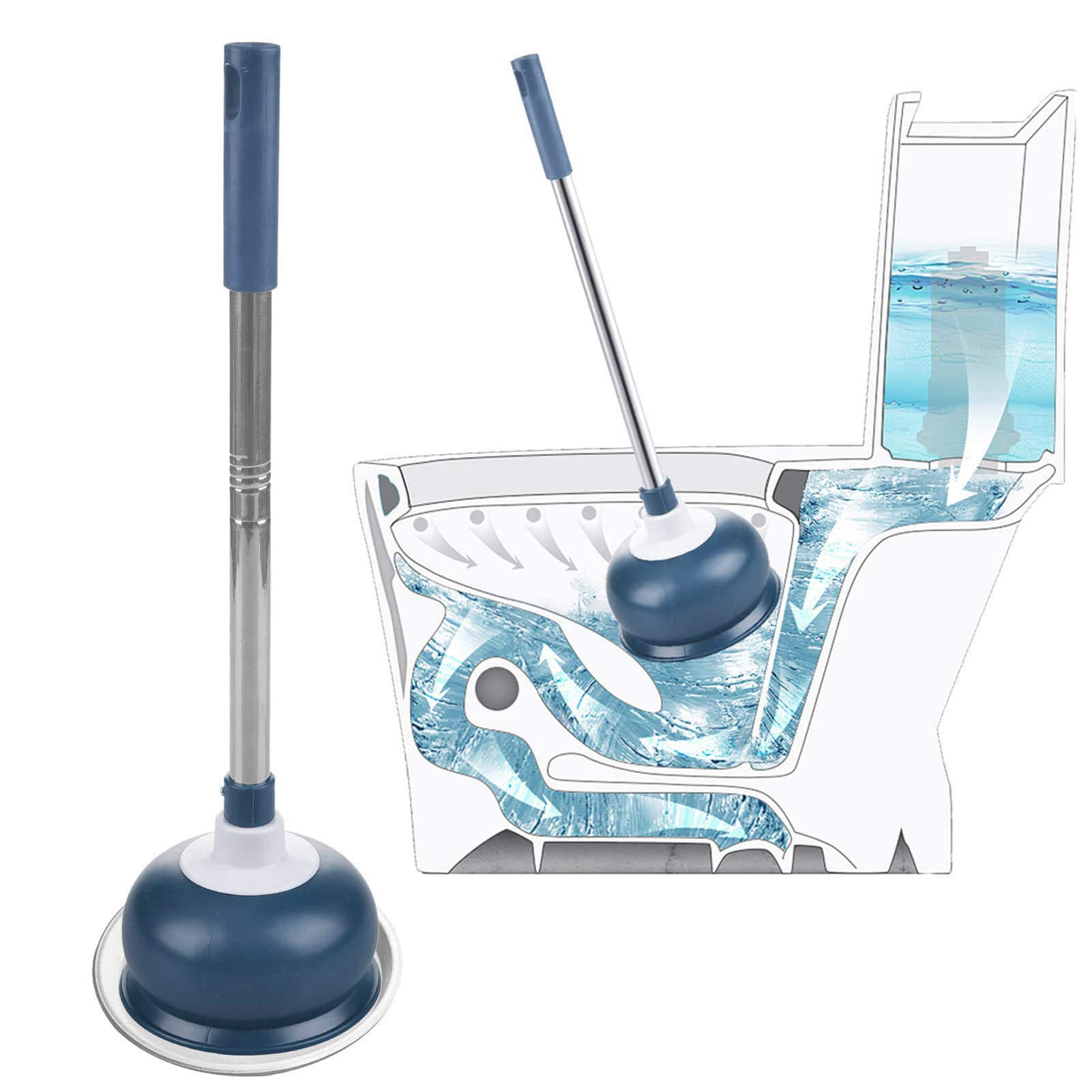 AUMUA Toilet Plunger – Heavy Duty Rubber Drain Unblocker with Tray