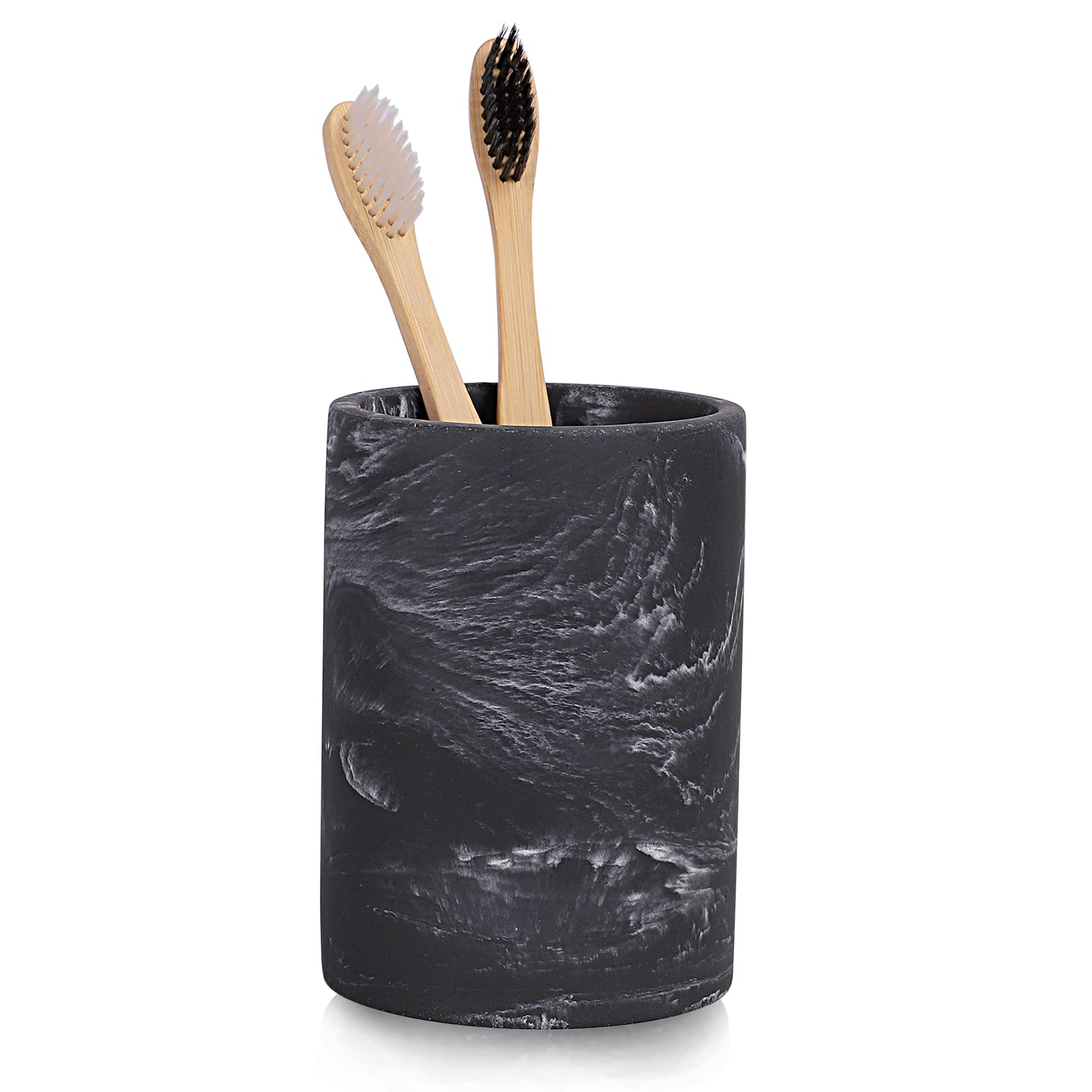 zccz Black Marble Toothbrush Holder – Resin Countertop Organizer