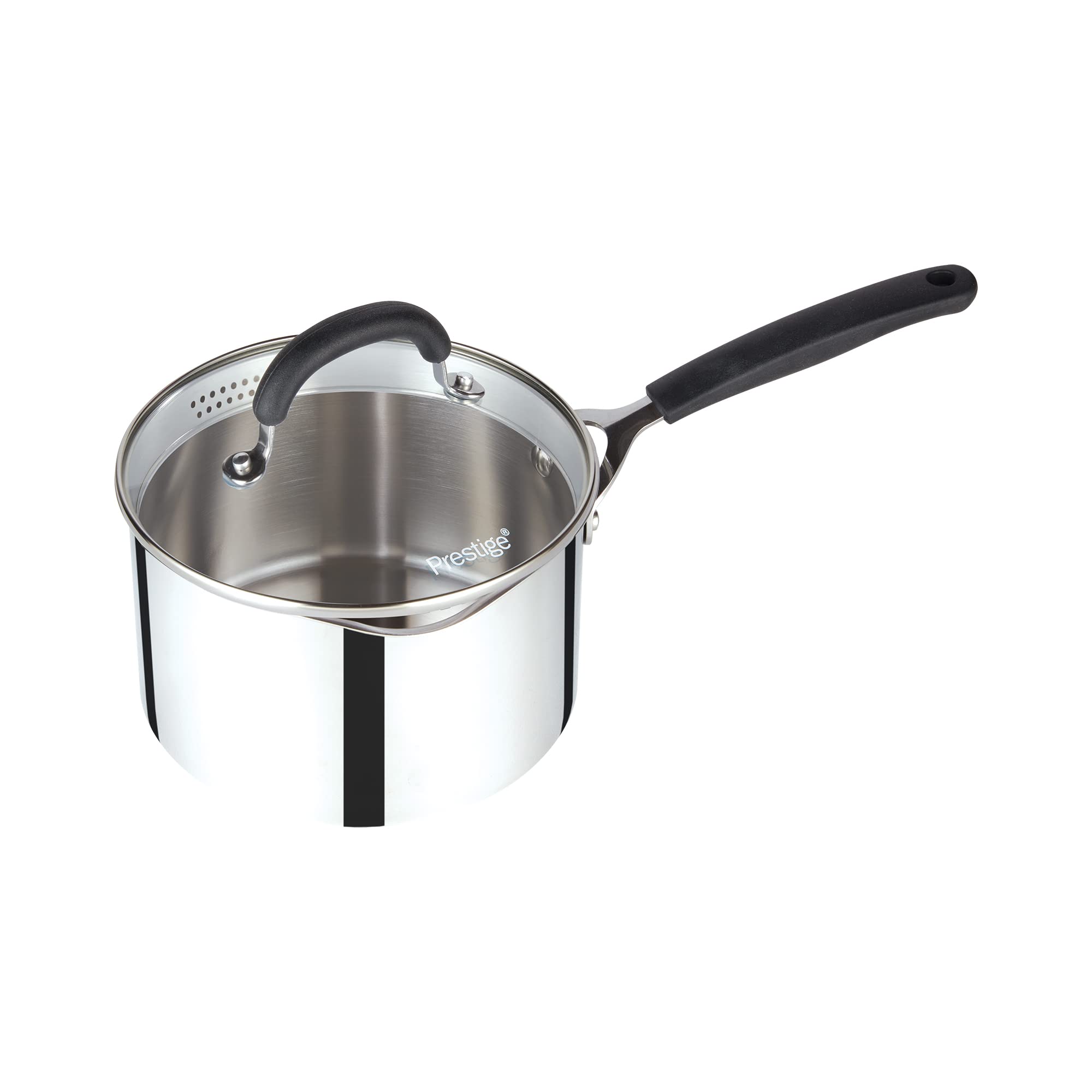 Prestige Stainless Steel Saucepan with Straining Lid - 20cm Induction