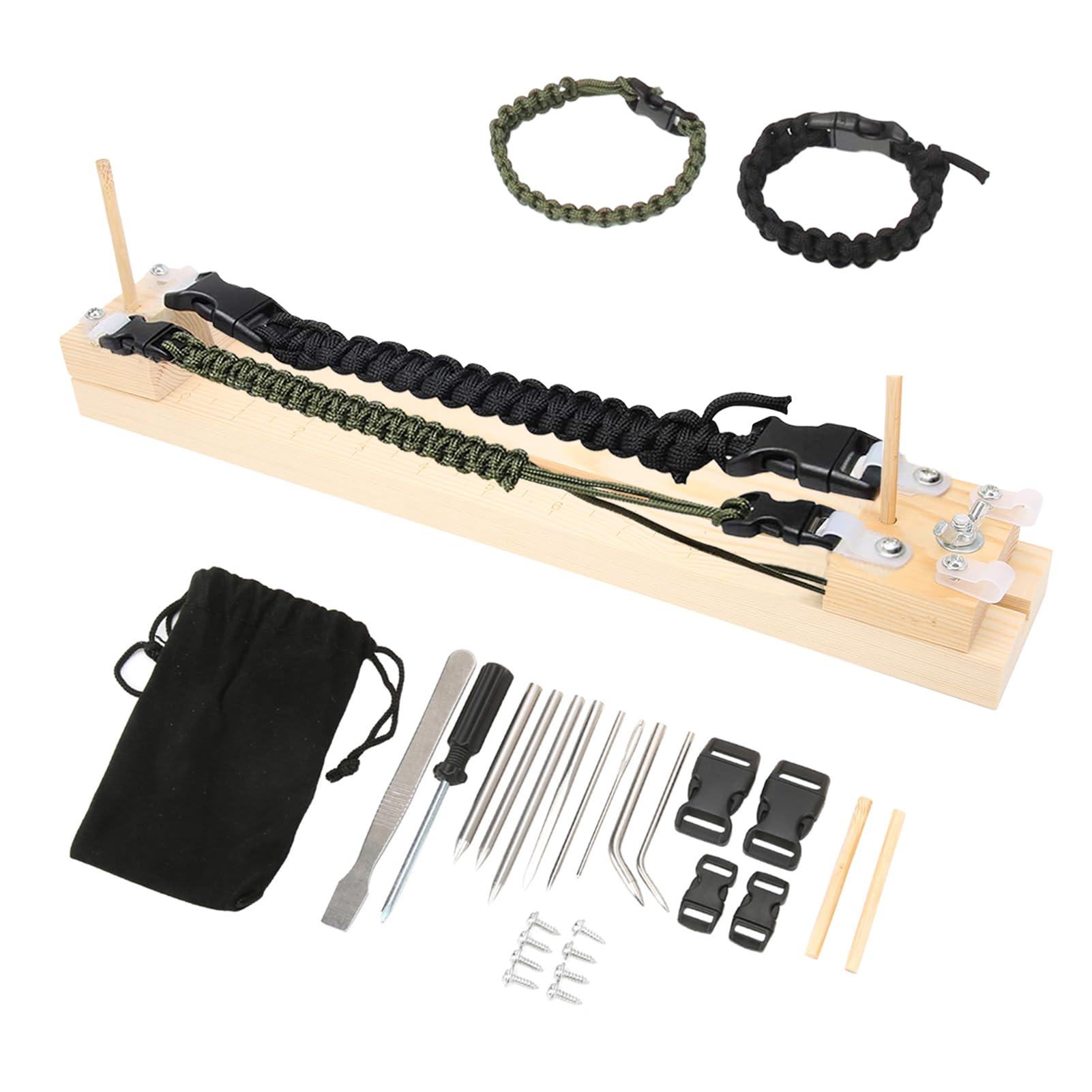 Jolof Store Wooden Paracord Jig – Adjustable Bracelet Maker Crafting Kit