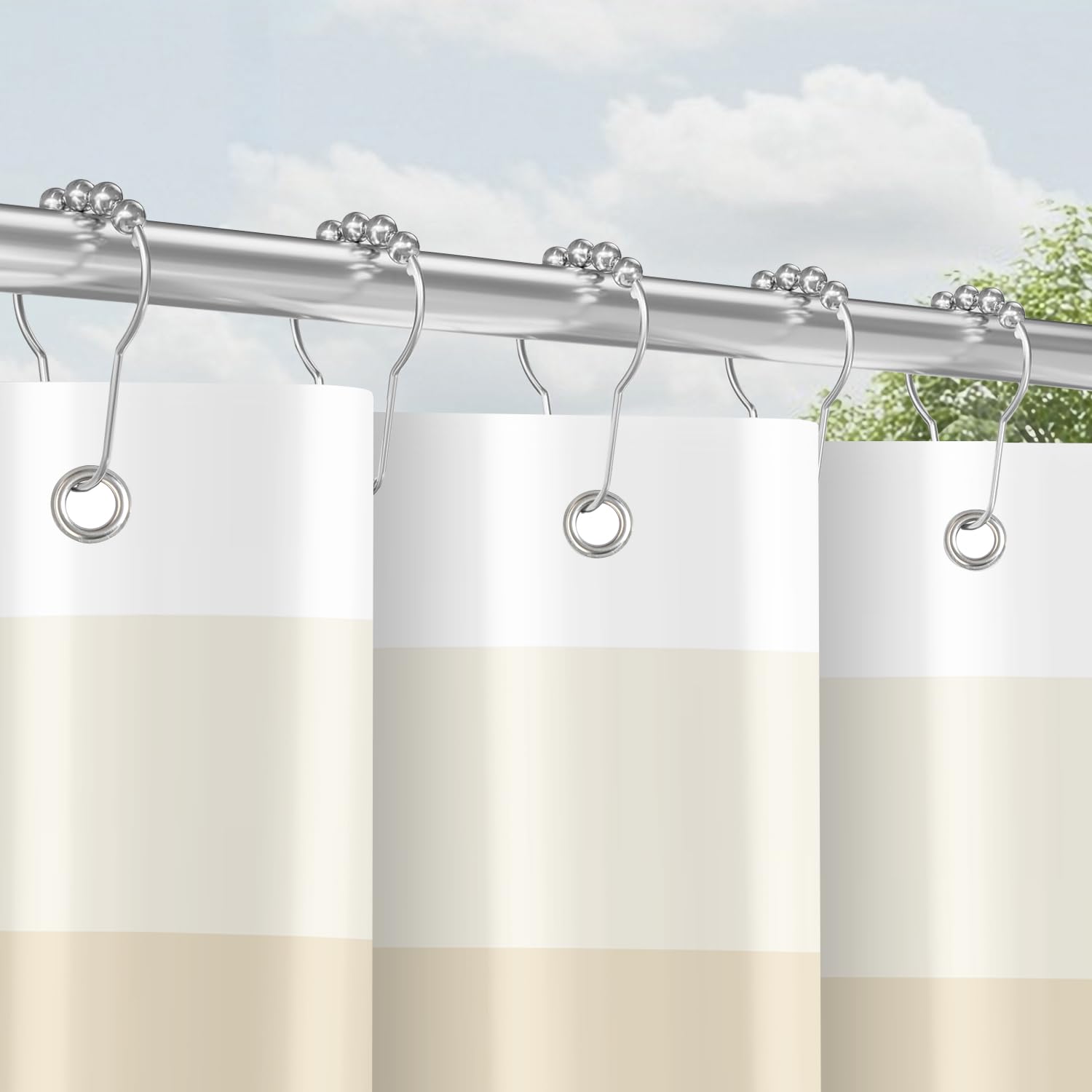 Lerores Shower Curtain – 120x200cm Beige Anti-Mould Waterproof Polyester