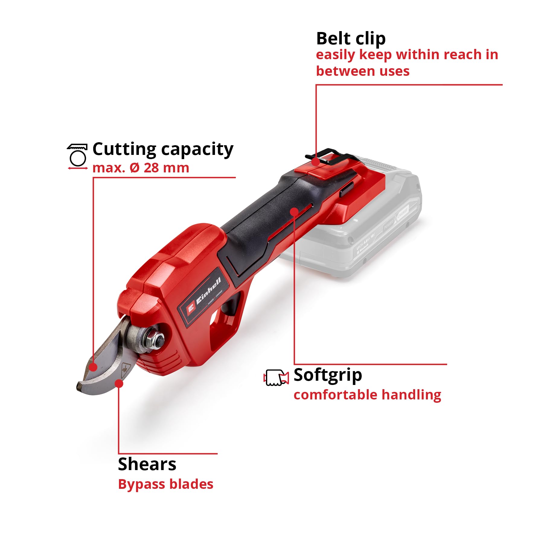 Einhell 18V Cordless Electric Pruning Shears – GE-LS 18 Li-Solo Secateurs