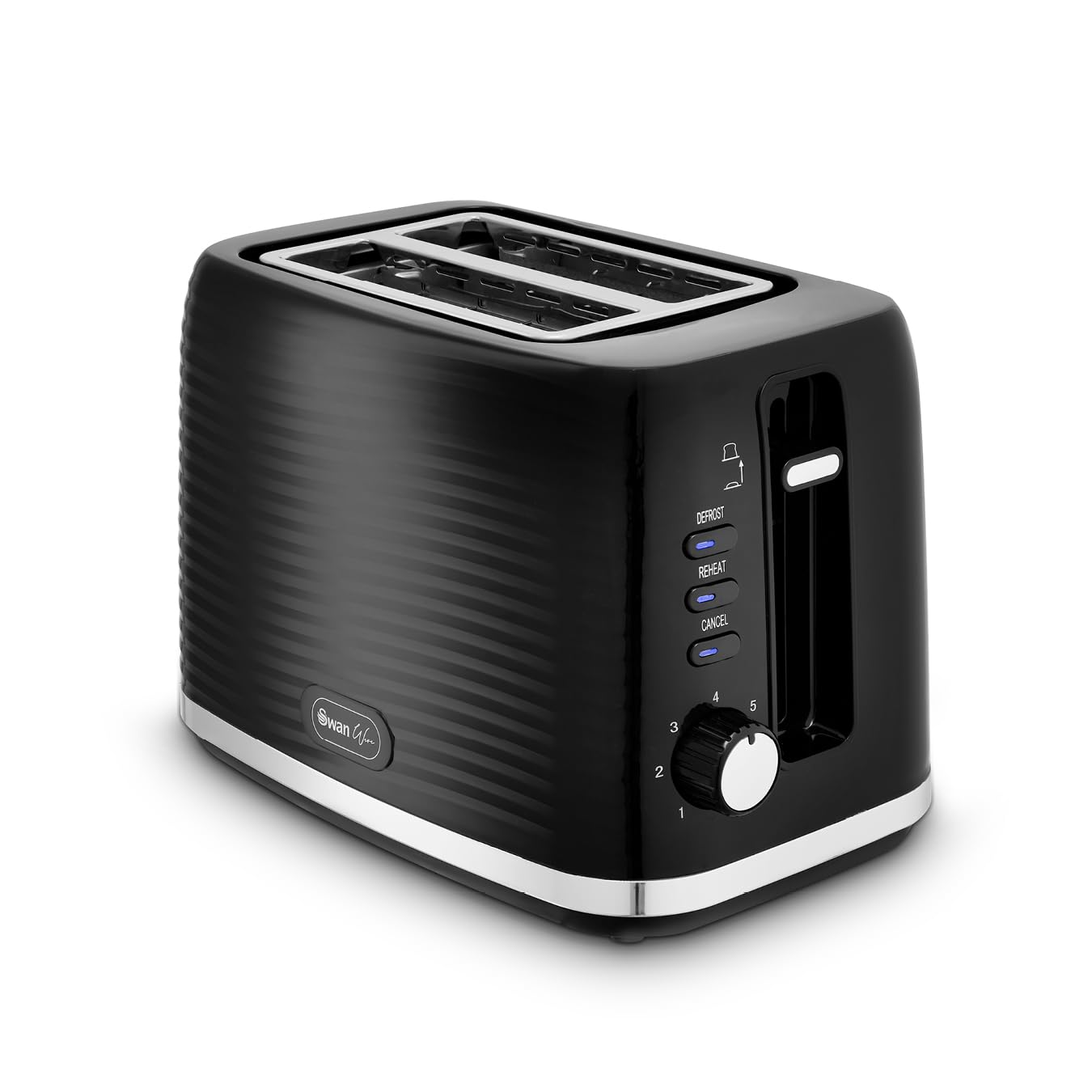 Swan Wave 2-Slice Toaster – 7 Browning Levels & Defrost, Black