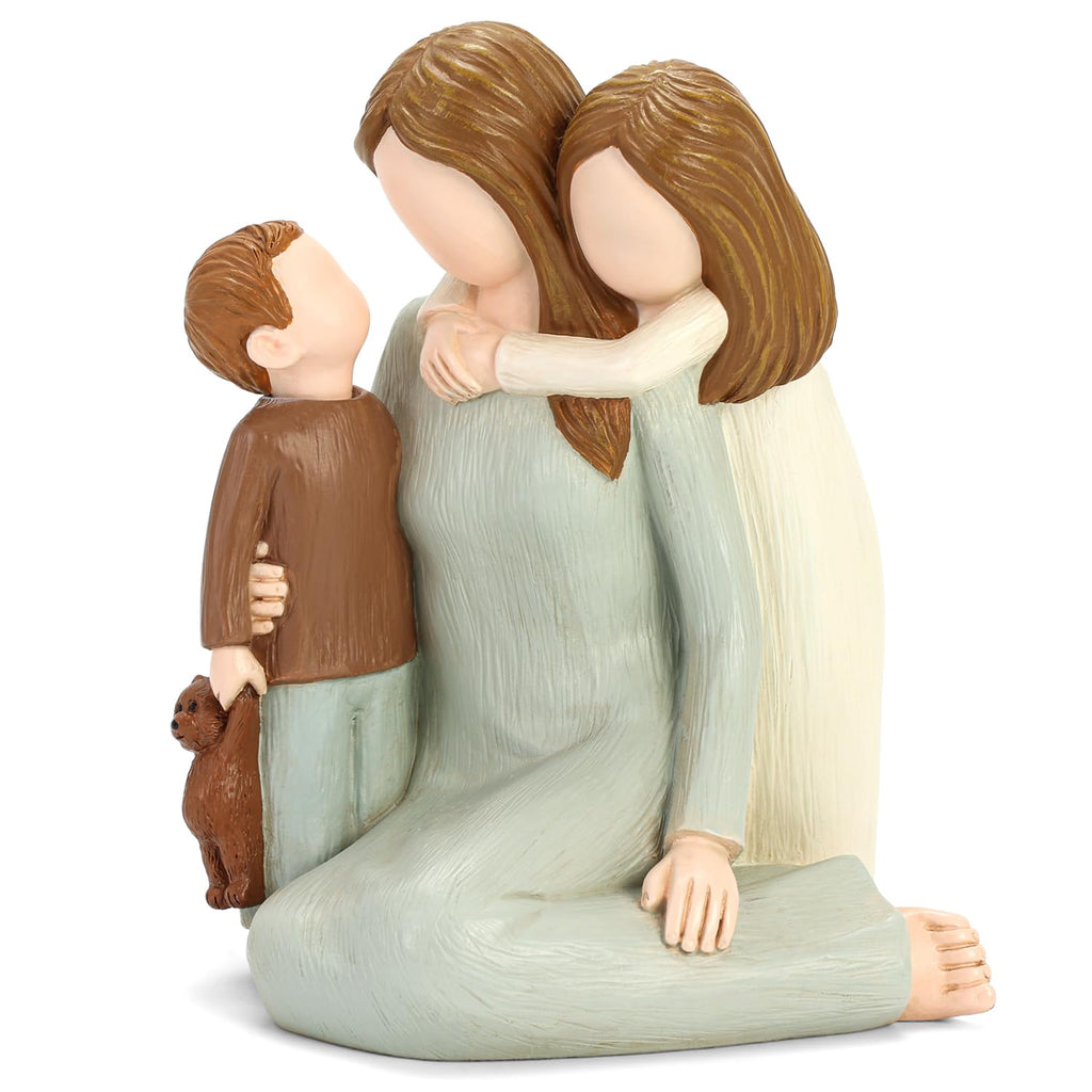 Mother and Kids Figurine – Hand-Painted Resin Family Statue