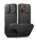 SURITCH iPhone 16 Magnetic Case – Shockproof Cover with Kickstand | Black
