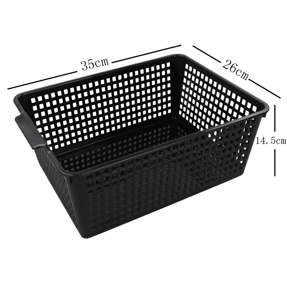 Yarebest Large Plastic Storage Basket Box, Cupboard Storage Baskets, 3-Pack Black - image 2