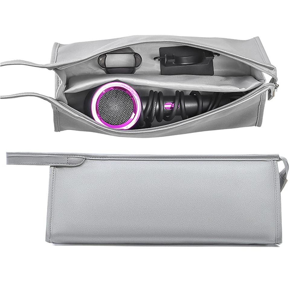 Hosoncovy PU Leather Travel Case for Dyson Hair Dryer & Airwrap - Silver