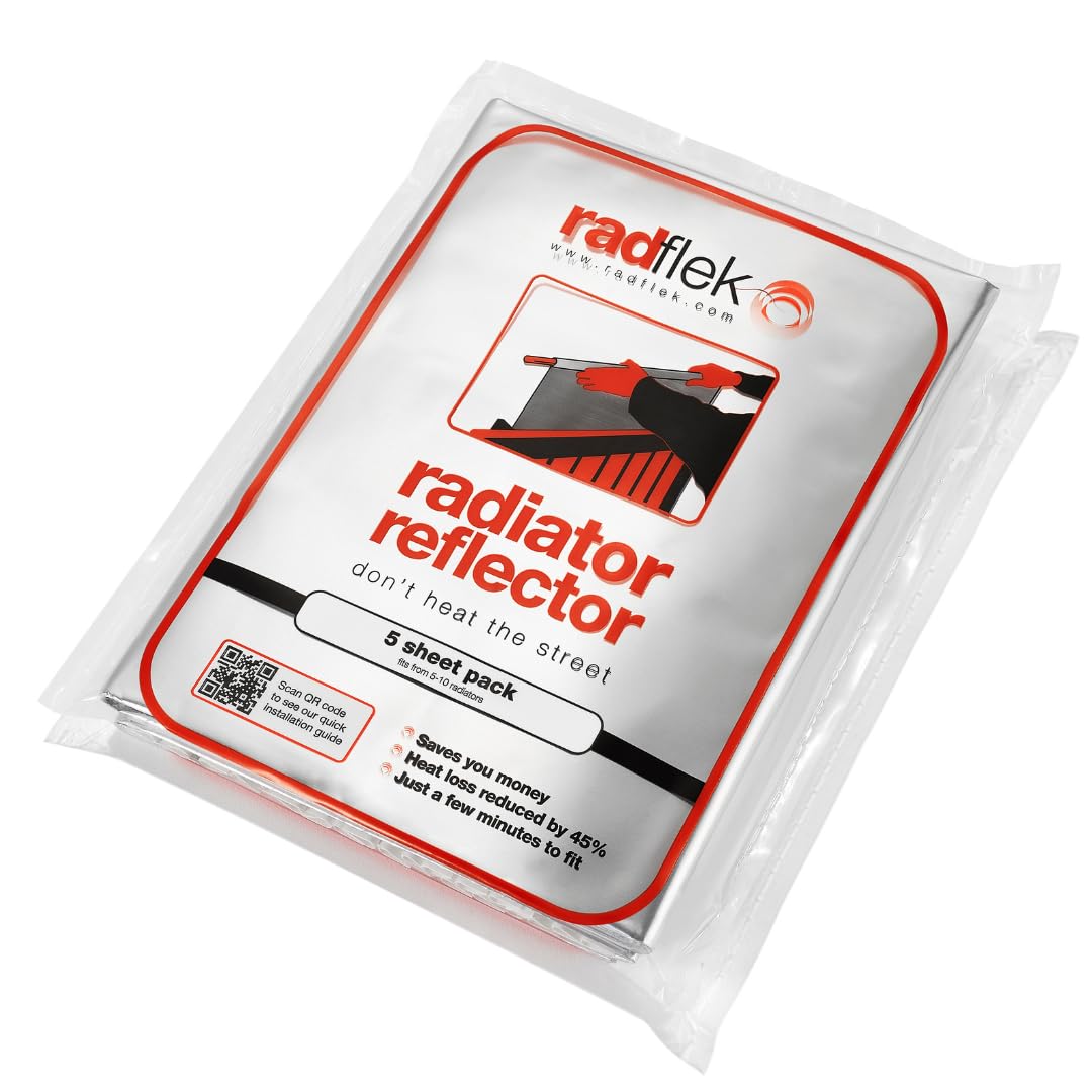 Radflek Radiator Reflector Panels – Heat Reflective Foil Sheet (5 Pack)
