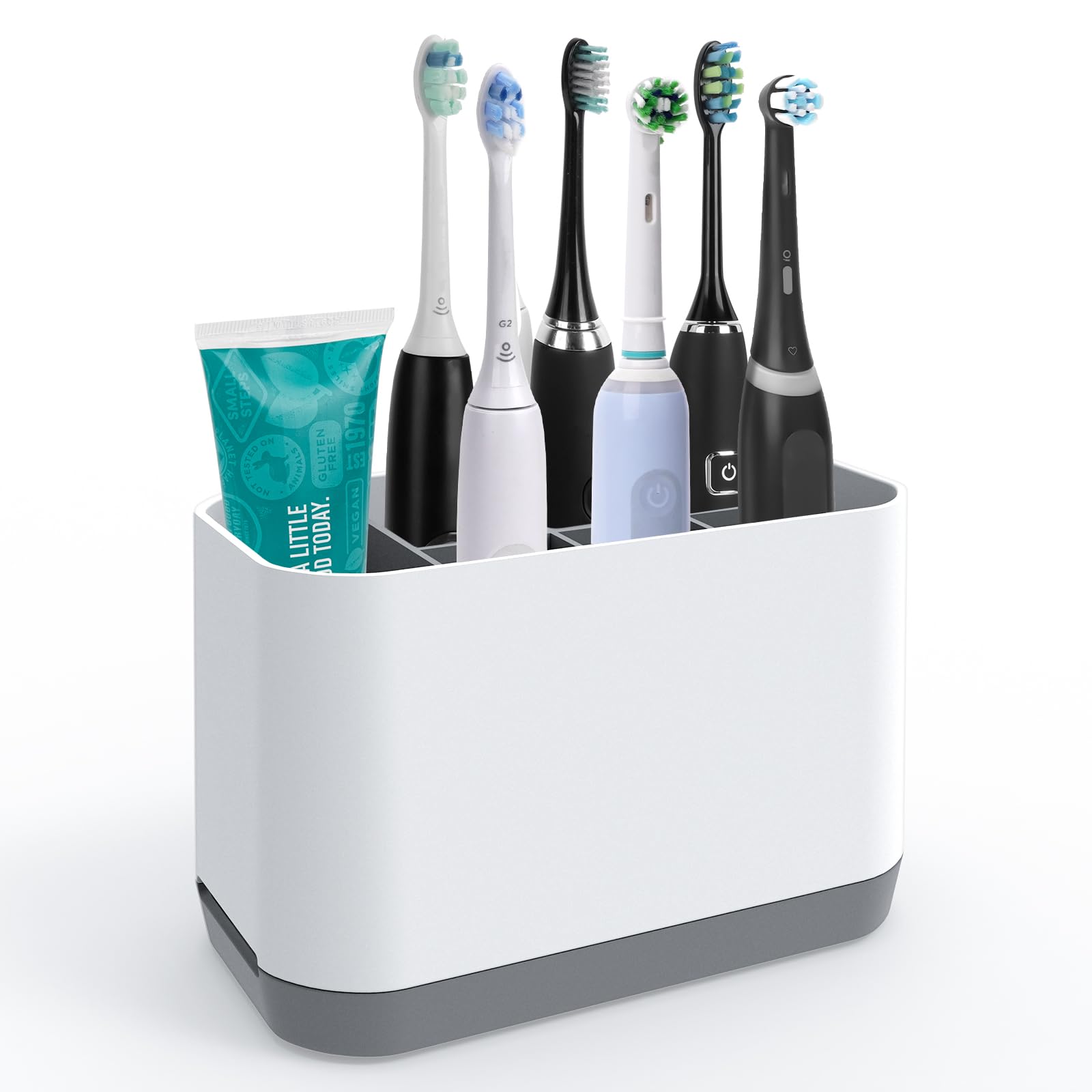 Linkidea Electric Toothbrush Holder – 6 Slot Plastic Countertop Organizer