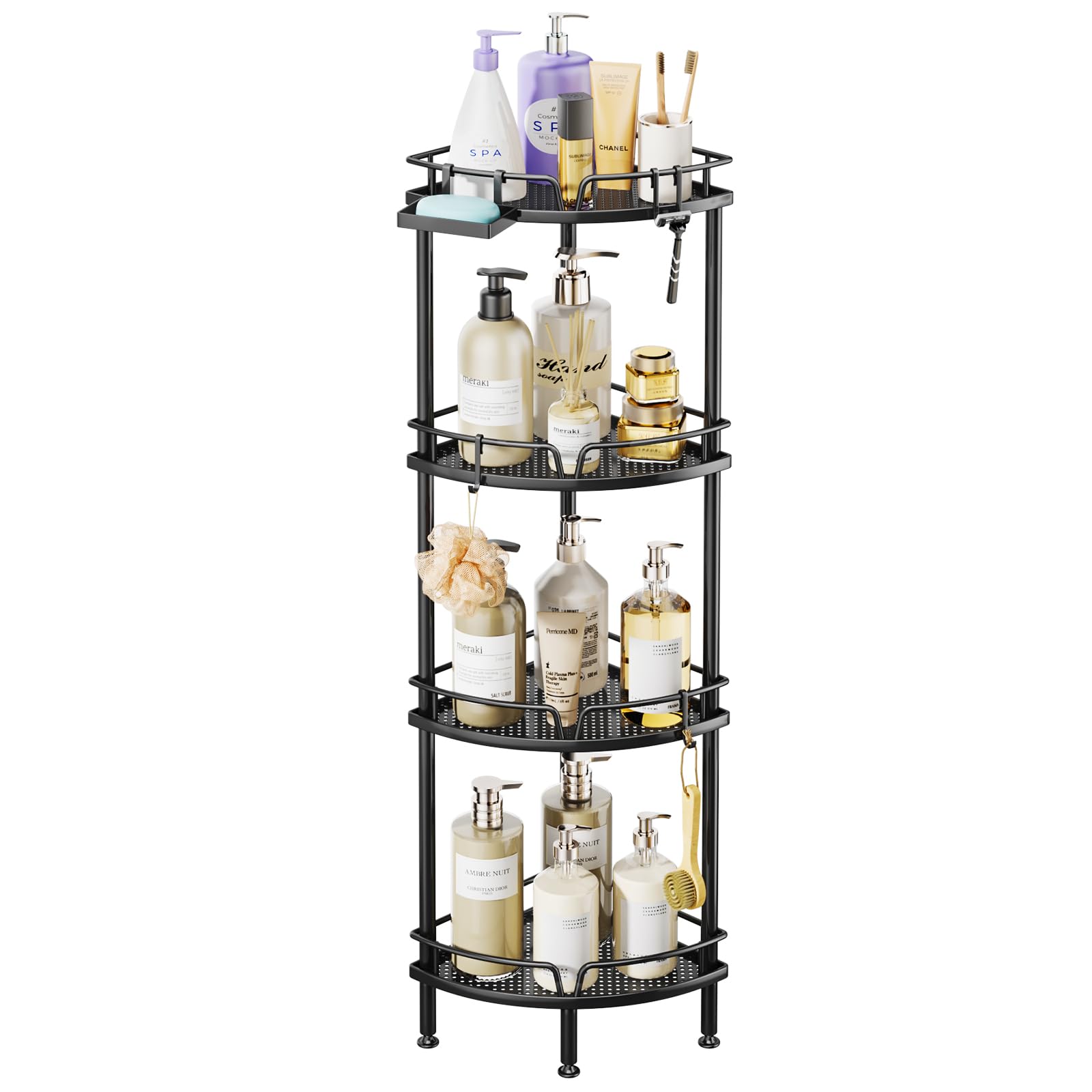 SWTYMIKI 4-Tier Corner Shower Caddy | Rustproof Standing Bathroom Shelf
