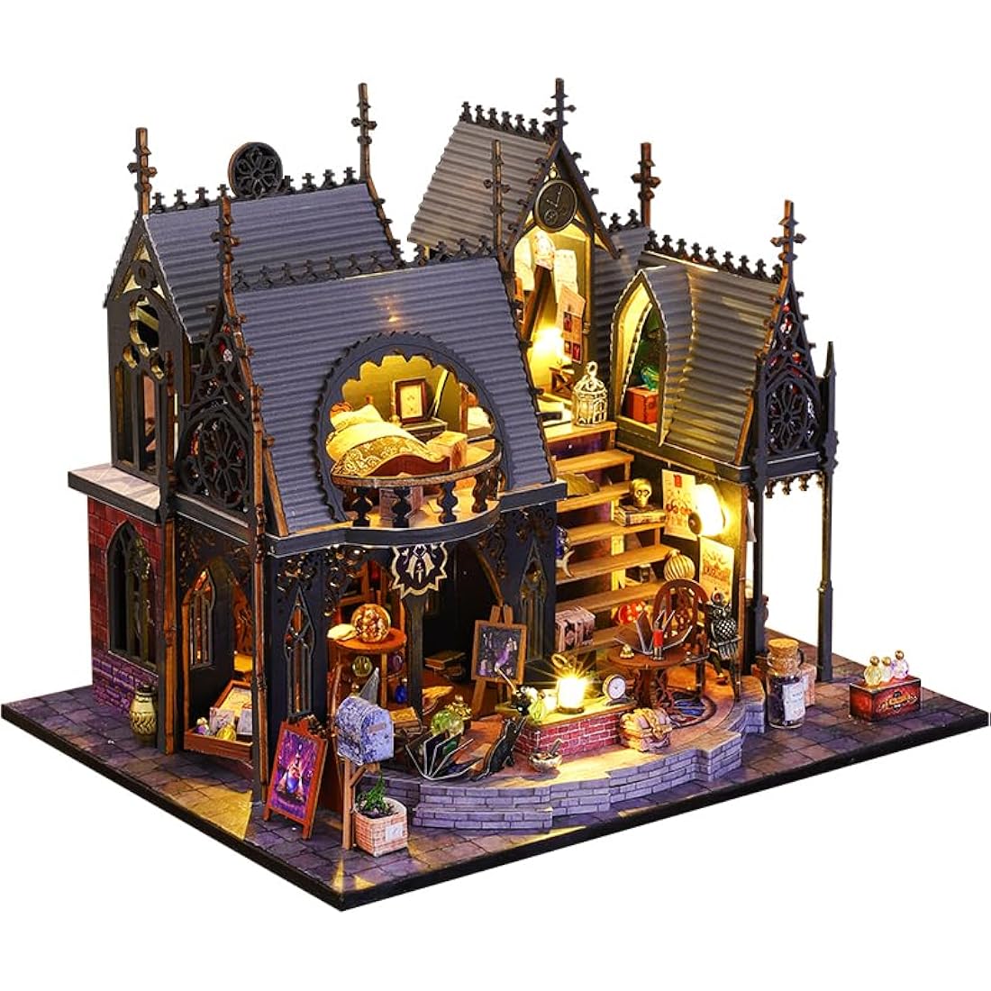 CRIOLPO Luna's Magic House DIY Book Nook Kit - 3D Wooden Puzzle with Sensor Light