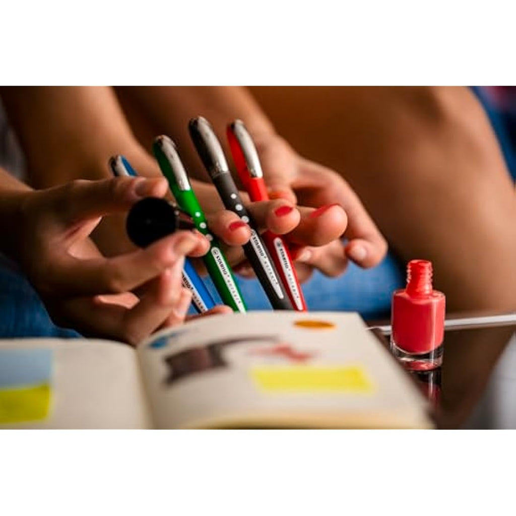 STABILO Worker+ Colorful Rollerball Pen - 0.5mm Liquid Ink - Blue, 10 Pack