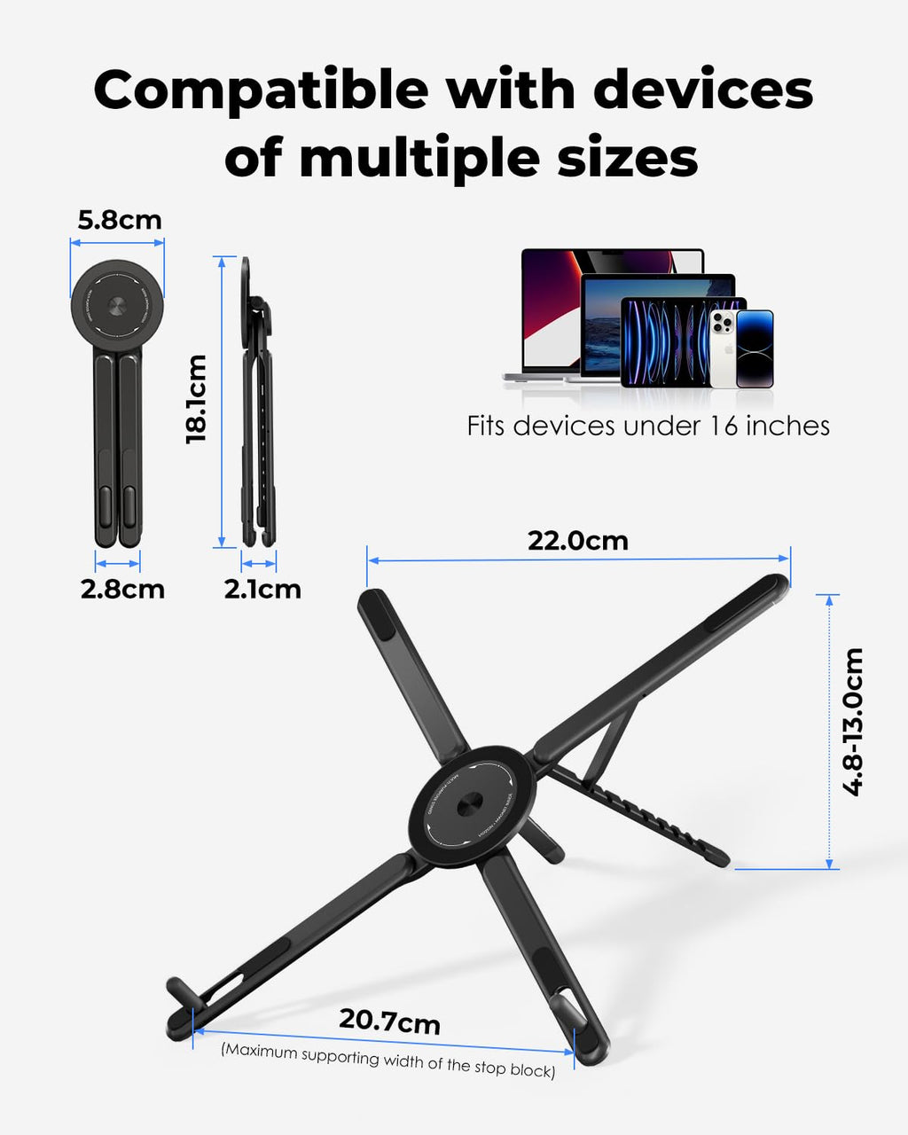 Viozon Portable Laptop Stand for Desk, Foldable Adjustable Computer Riser with Magnetic Phone Holder - image 3