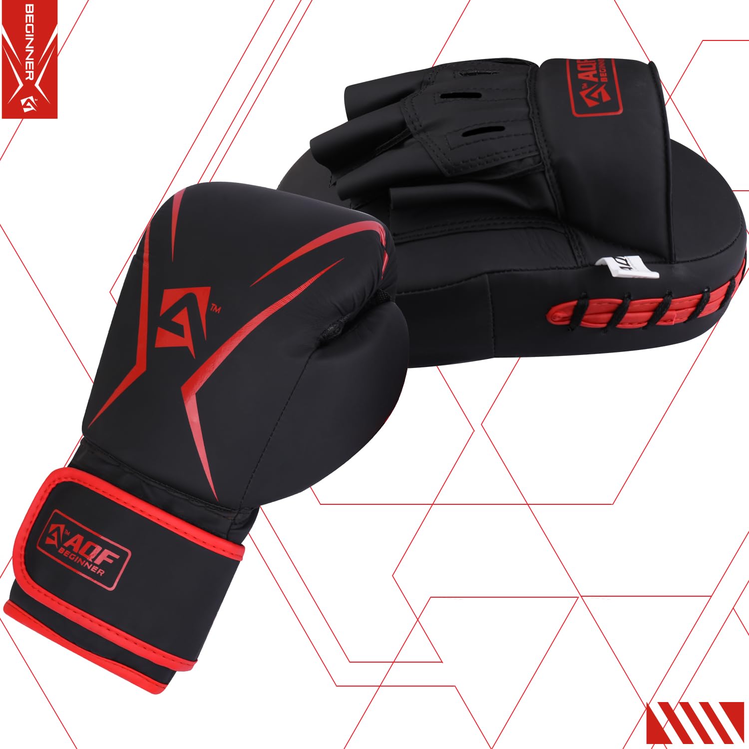 AQF Kids Boxing Gloves and Pads Set - Faux Leather MMA Training Gear