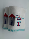 Lex's Linens Bath Towels – 100% Turkish Cotton Beach Hut & Birds (2 Pack)